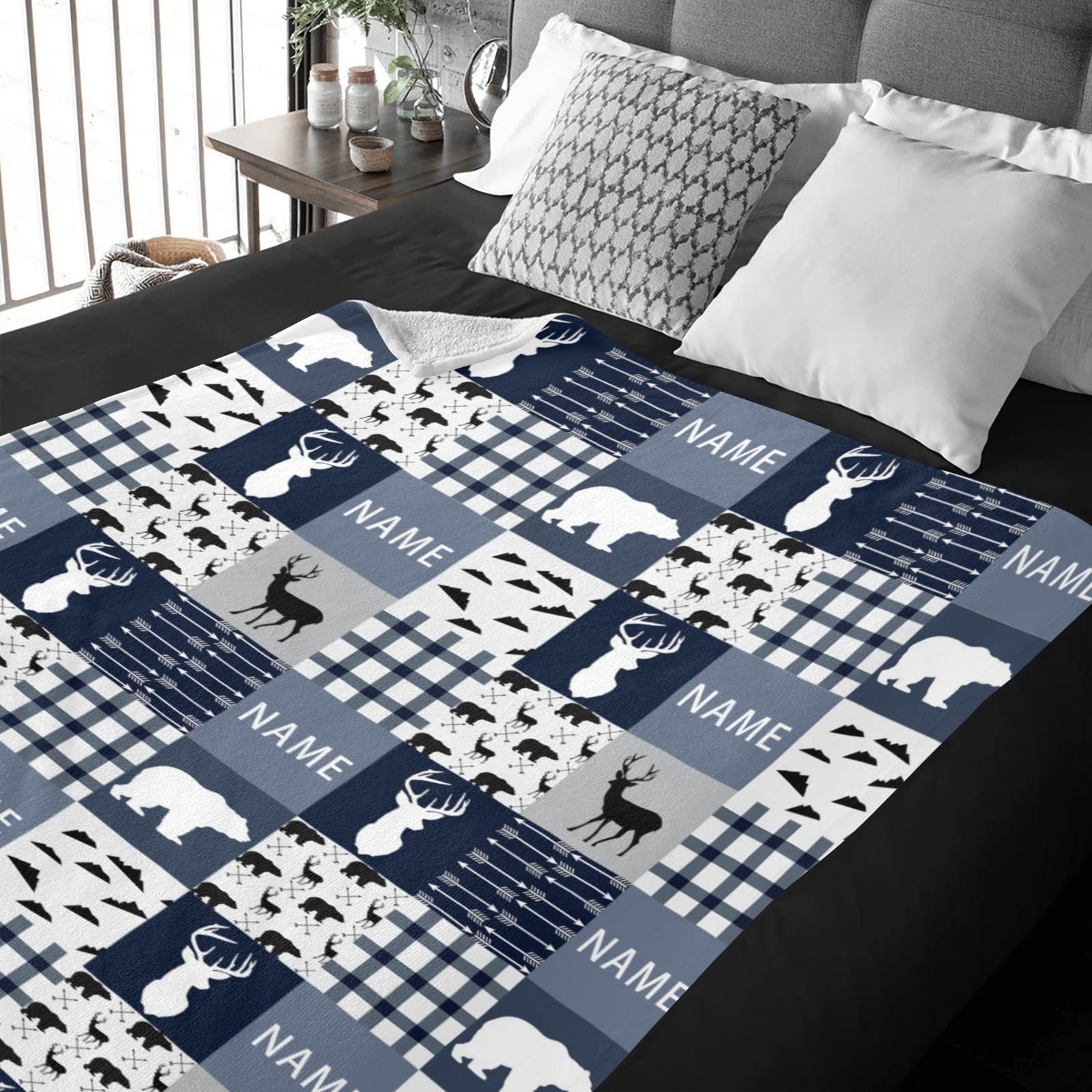 Personalized Woodland Animals Fleece Blanket with Name - Custom Baby Blanket for Boys & Girls, Soft Minky Flannel Blanket - Perfect for Nursery, Baby Shower Gifts & Cozy Bedtime