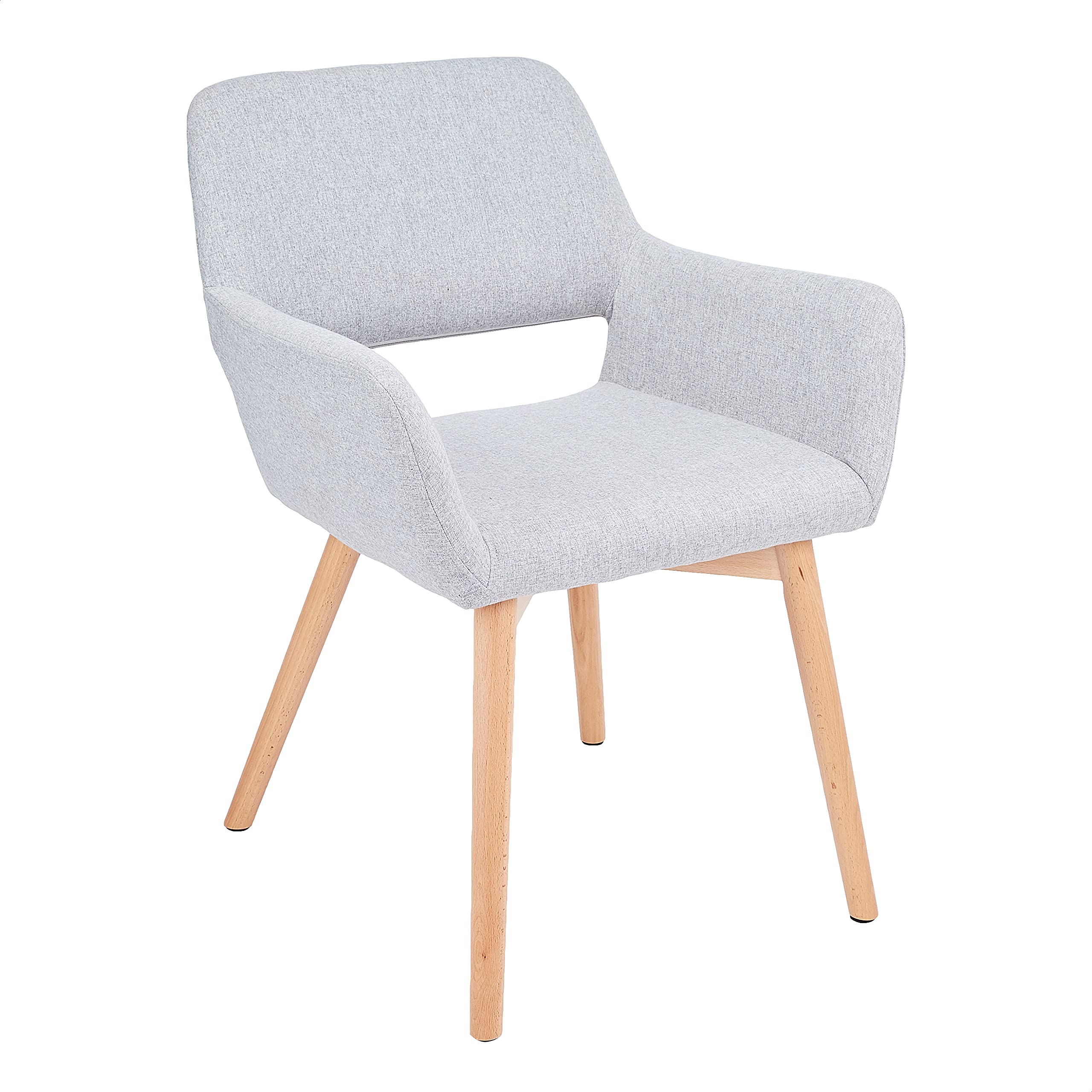 Modern Solid Wood Accent Armchair with Dark Grey Upholstery - Set of 2 Dining Chairs for Living Room, Guest Room & Office - Comfortable Lounge Chairs with Sturdy Wooden Legs for Home Decor