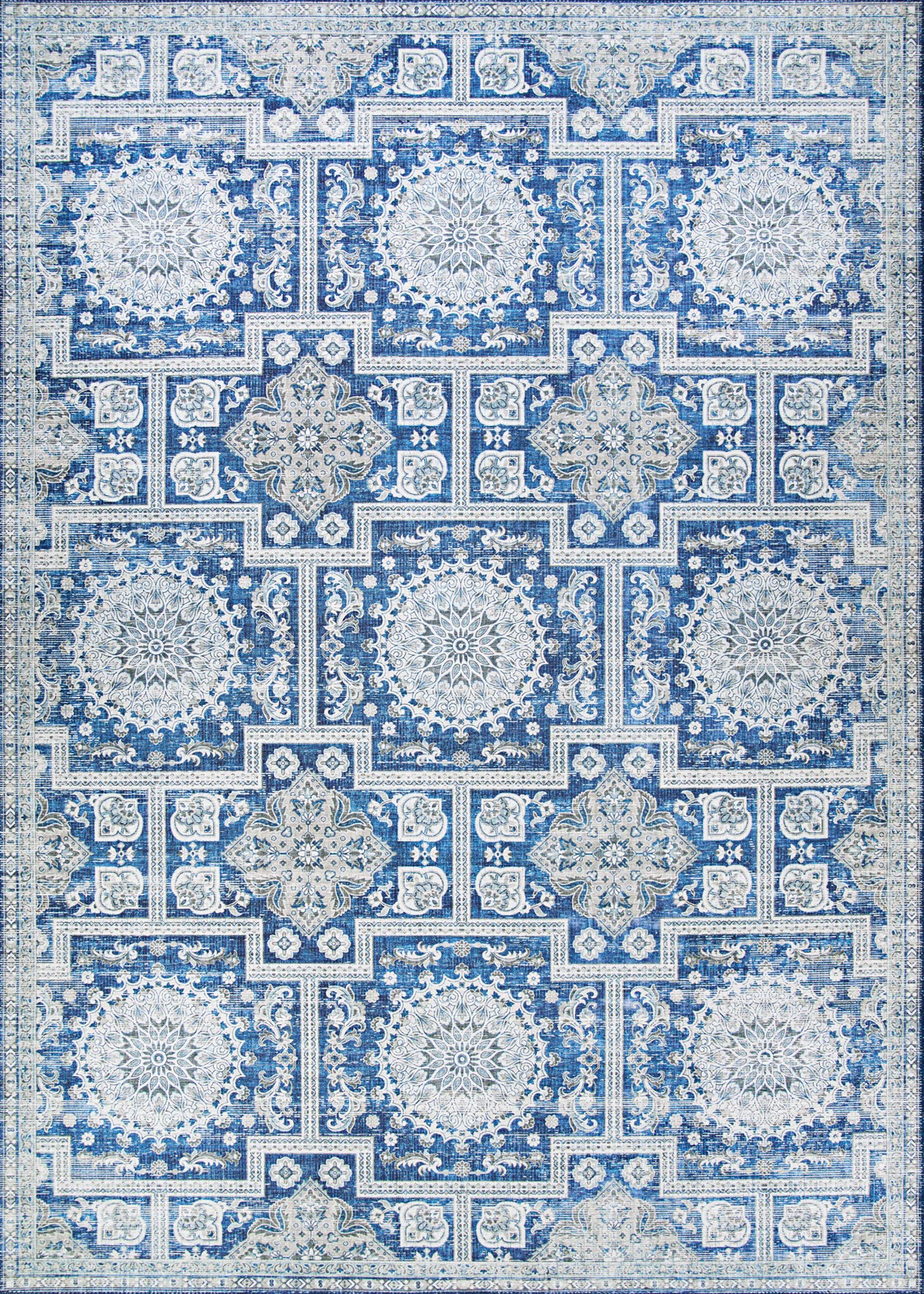 Couristan Pasha Sari Area Rug 9' x 12' Sapphire Blue - Luxury Handmade Wool Rug for Living Room, Bedroom & Dining Room Decor