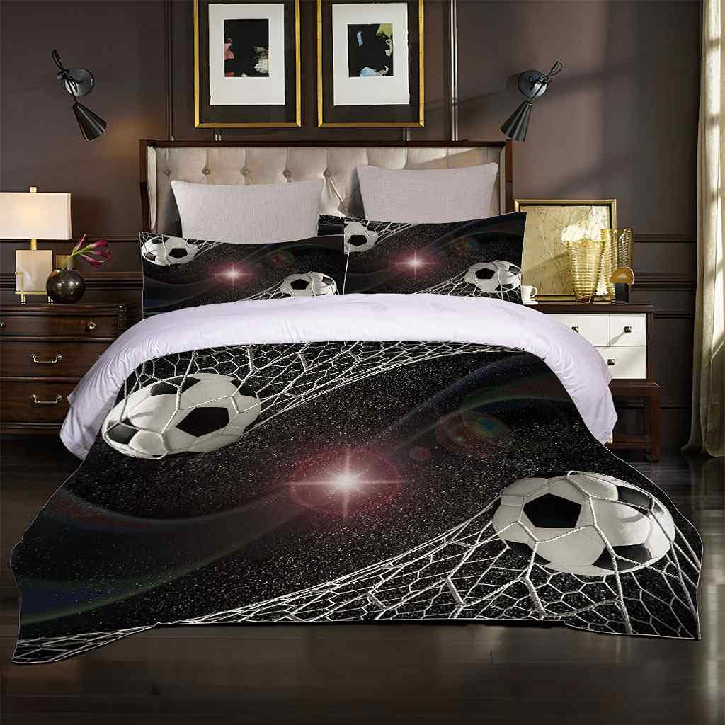 IOCXSO Queen Duvet Cover Set 90x90 Inches - Soft Microfiber Football Print Bedding with Zipper Closure & Corner Ties, Includes 2 Pillow Shams | Modern Sports Theme for Teen Boys Room, Dorm, Bedroom Decor