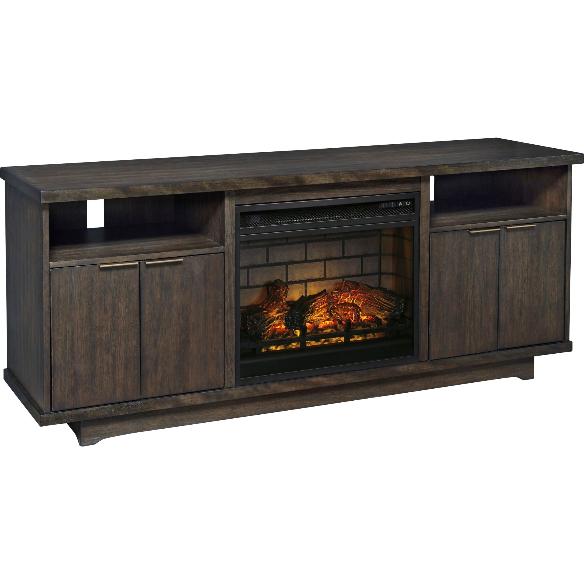 Brazburn TV Stand with Fireplace - Dark Brown Wood Entertainment Center for Living Room, Bedroom & Home Theater