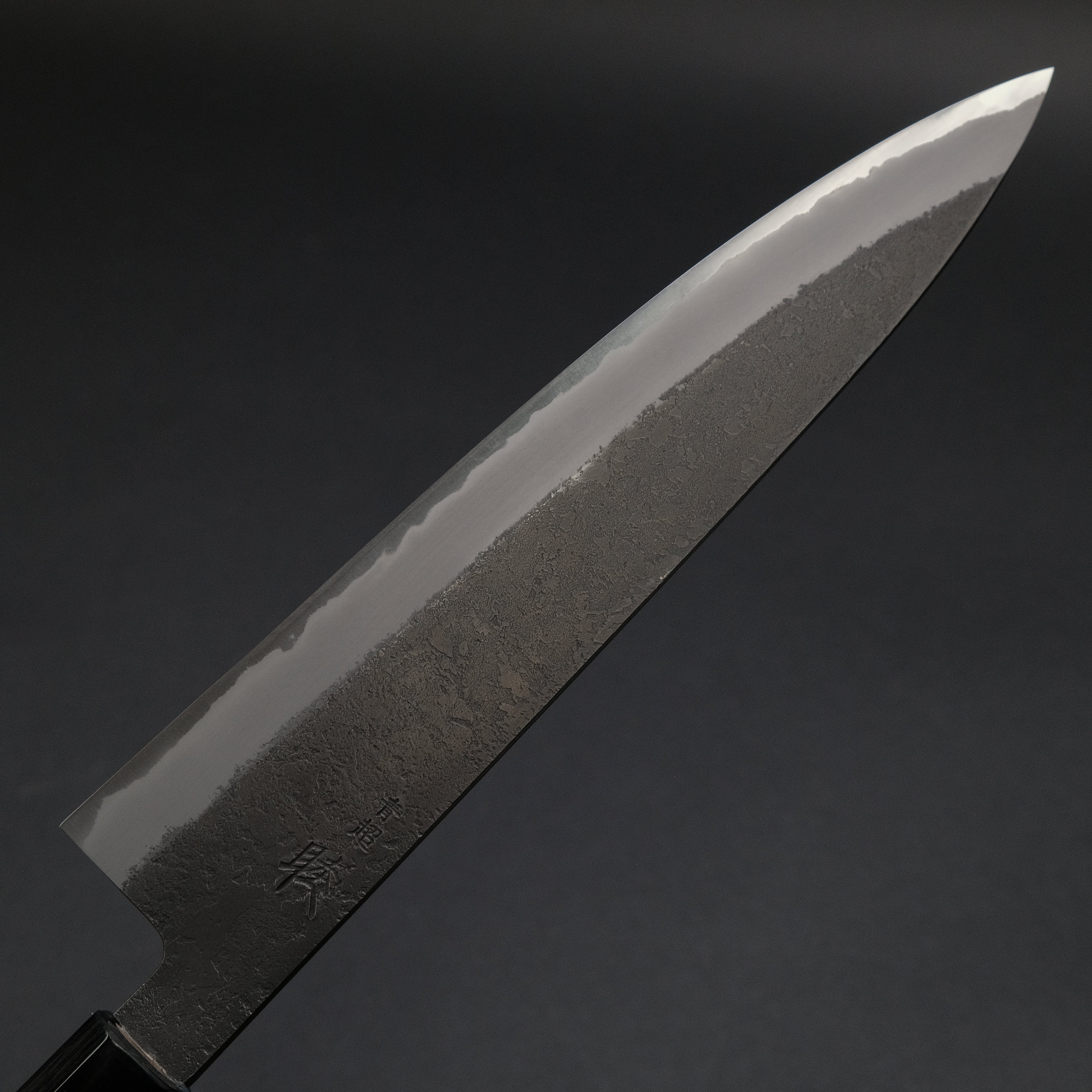 Premium Mutsumi Blue Super Kurouchi Nashiji Gyuto Chef Knife 240mm - Handcrafted Japanese Kitchen Knife with Ebony Wood Handle - Perfect for Sushi, Meat Cutting & Professional Cooking
