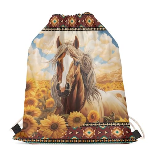 Aztec Tribe Sunflowers Horse Design