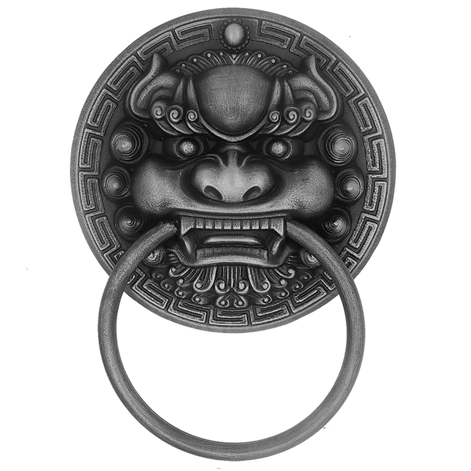 Vintage Lion Head Door Knocker - Antique Brass & Black Finish, 7.9 Inch Wide - Heavy Duty Front Door Hardware for Farmhouse, Glass Doors & Hotel Decor | Durable Handle Pull Accessory for Home & Commercial Use