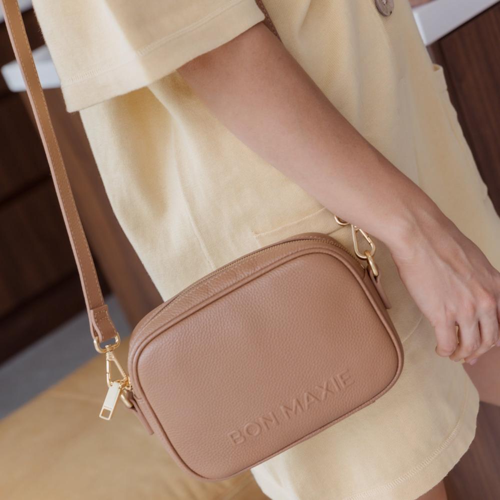 Mini Sidekick Leather Wallet Crossbody Bag - Tan Brown Genuine Leather for Women - Perfect for Travel, Shopping & Everyday Use