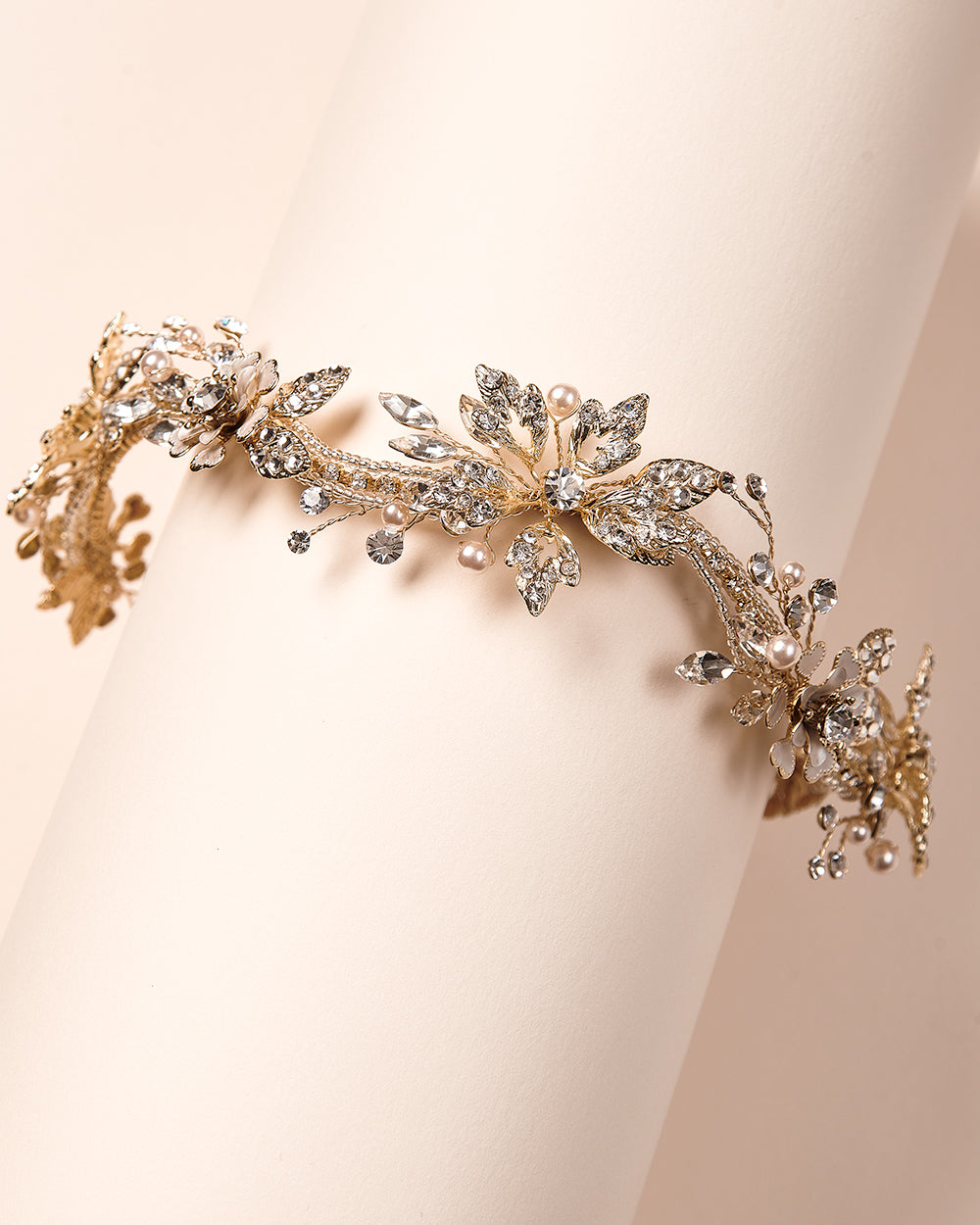 Elena Floral & Crystal Hair Vine - Elegant Bridal Hair Accessory for Weddings, Prom, and Special Occasions
