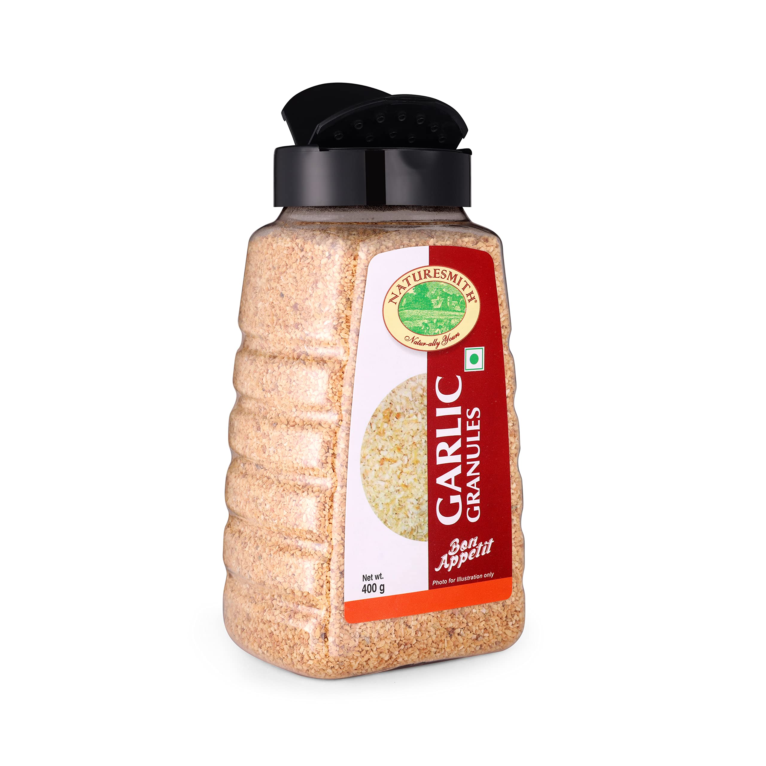 Nature Smith Garlic Granules - 400g (14.1 oz) | Premium Quality, Ready-to-Use Garlic Seasoning for Cooking, Baking & Meal Prep | Large Glass Jar | Vegan, Non-GMO, Gluten-Free | Perfect for Soups, Sauces, Marinades & Homemade Spice Blends