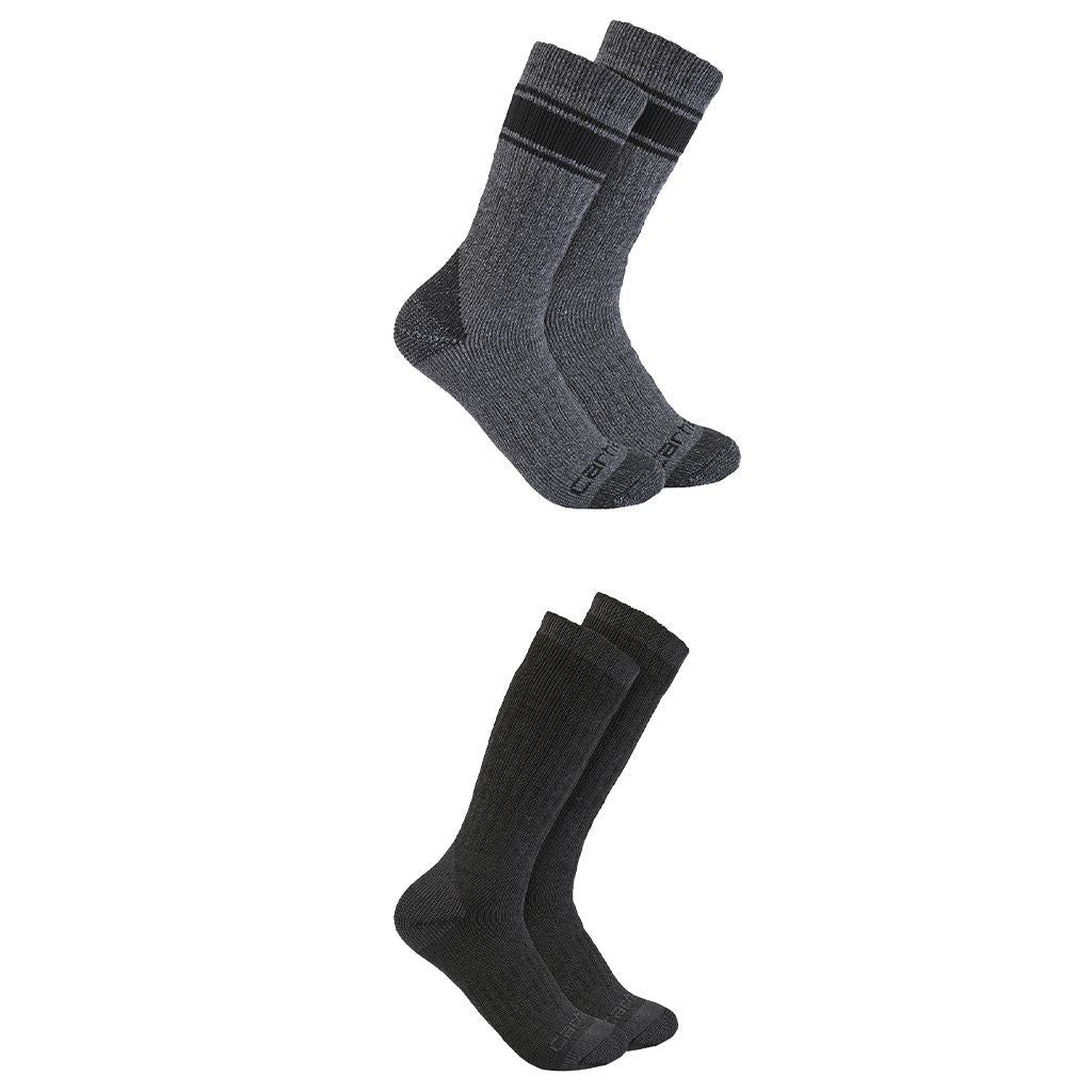 Carhartt Men's Heavyweight Crew Socks 4-Pack - Durable Work Socks for Construction, Hiking & Outdoor Activities