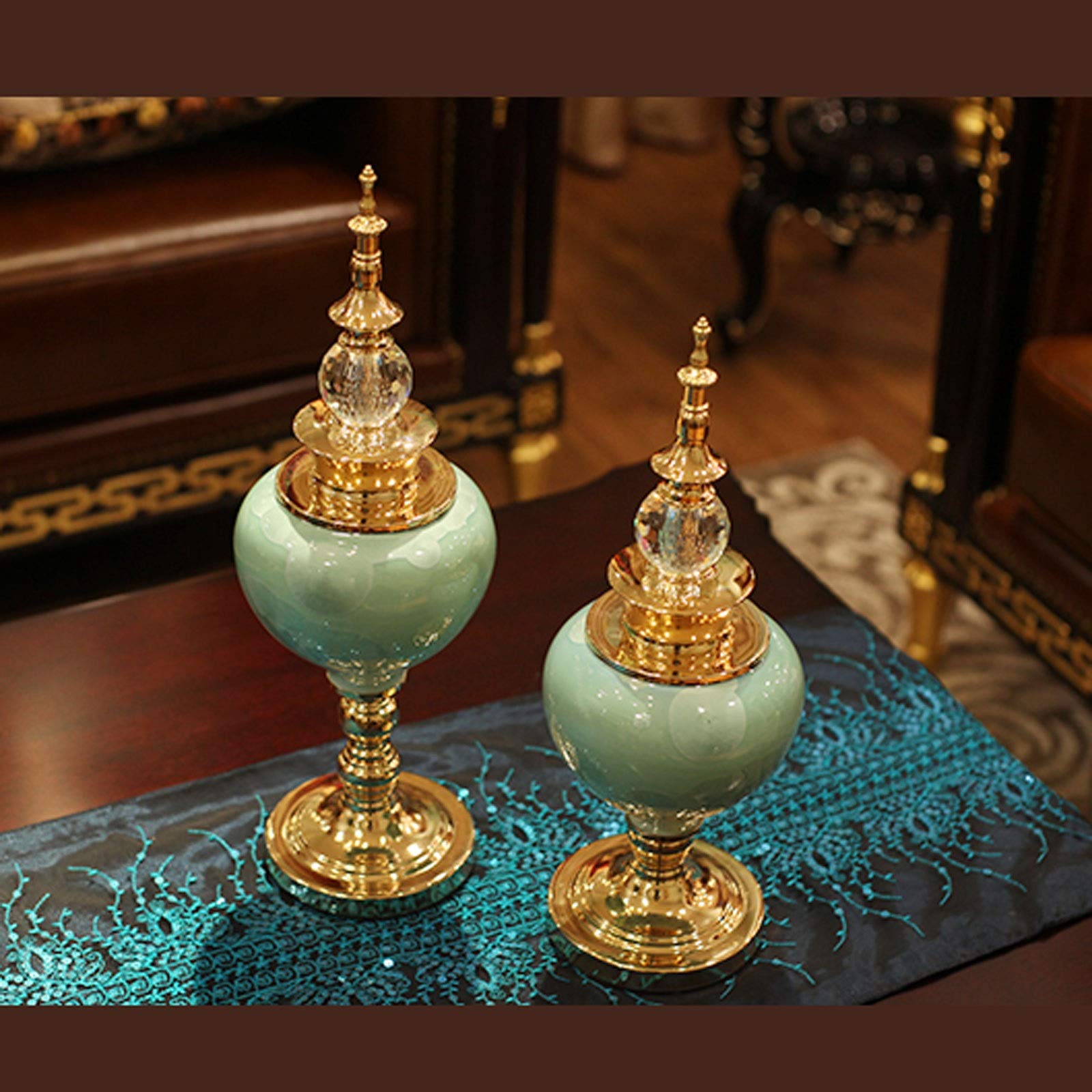 Modern Handmade Ceramic Desktop Decor Set - 2-Piece Artware for Home, Office, Living Room & Bedroom - Unique Decorative Figurines & Accent Pieces - Perfect Gift for Housewarming, Birthday & Holiday Decorations