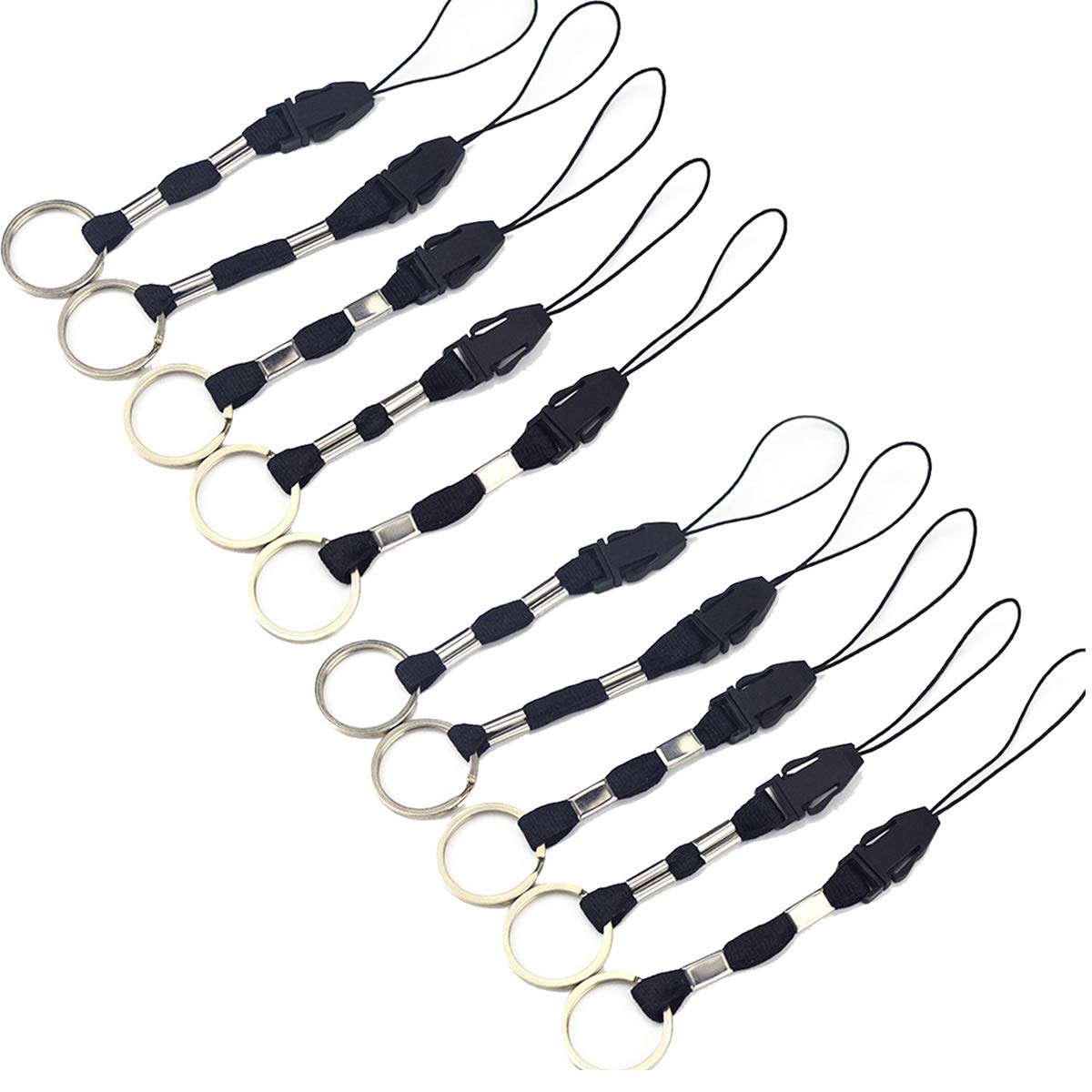 10 Pcs Nylon Finger Lanyards with Ring for USB Keys & Phones - Office & Travel Use