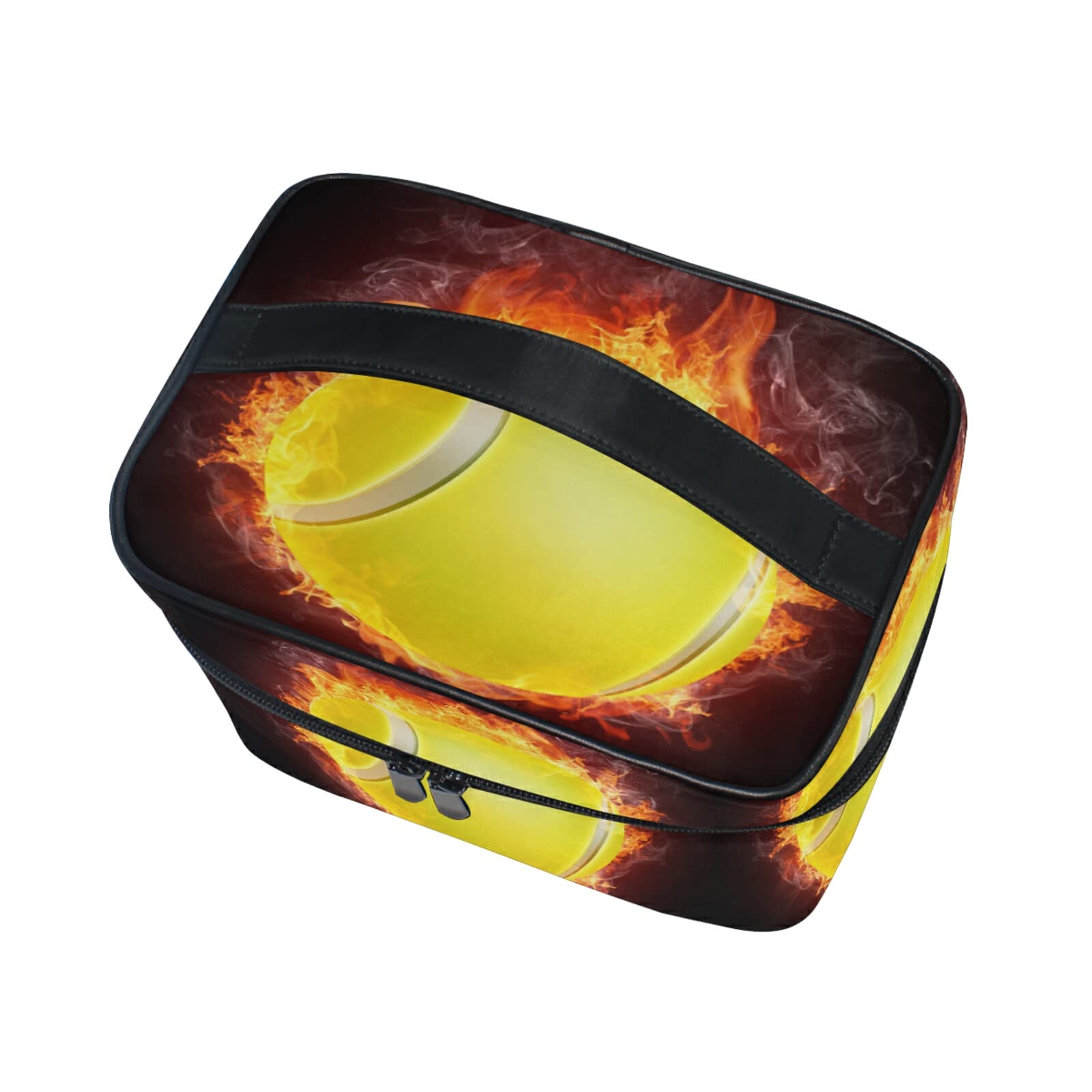 Cute Fire Tennis Ball Makeup Bag for Women - Waterproof Cosmetic Organizer & Travel Toiletry Case - Perfect for Gym, Travel, and Daily Essentials Storage