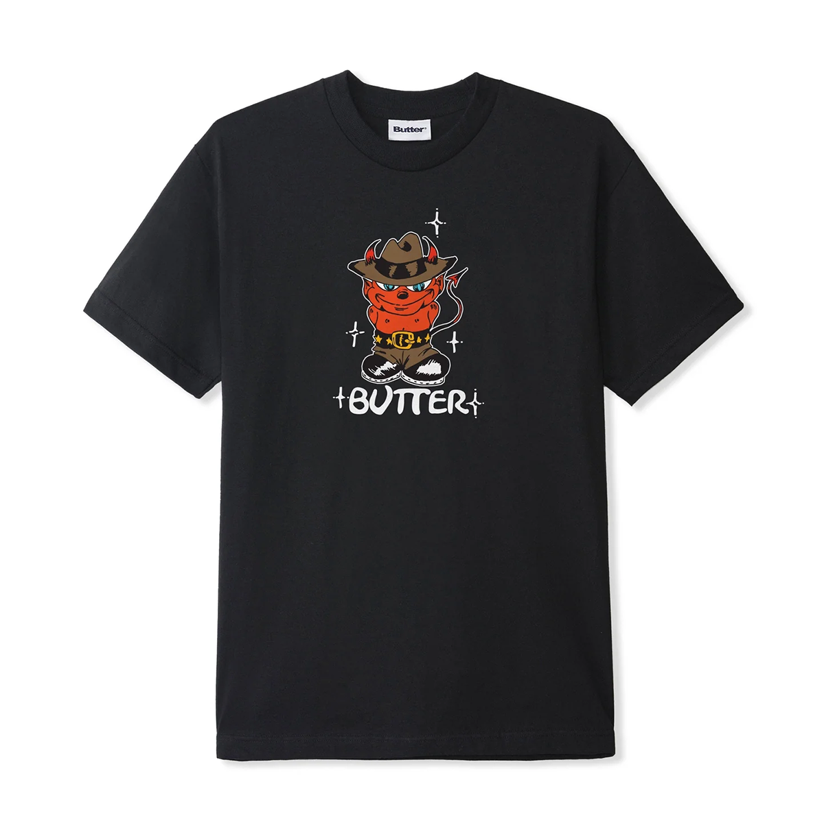 Butter Devil Graphic T-Shirt for Men & Women - Soft Cotton Black Tee - Casual Streetwear & Halloween Costume