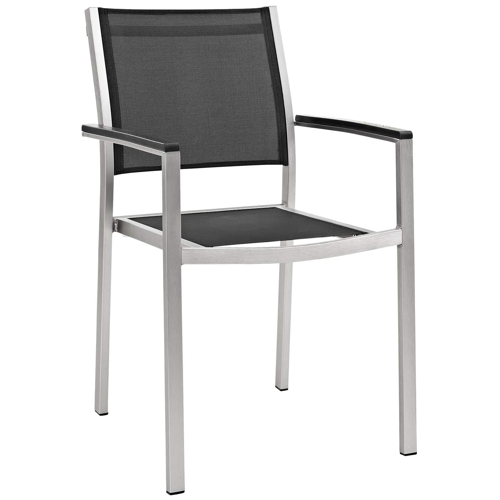 Modern Outdoor Patio Dining Set - Aluminum Side Chair & Table in Black - Perfect for Backyard, Garden, Poolside & Restaurant Use