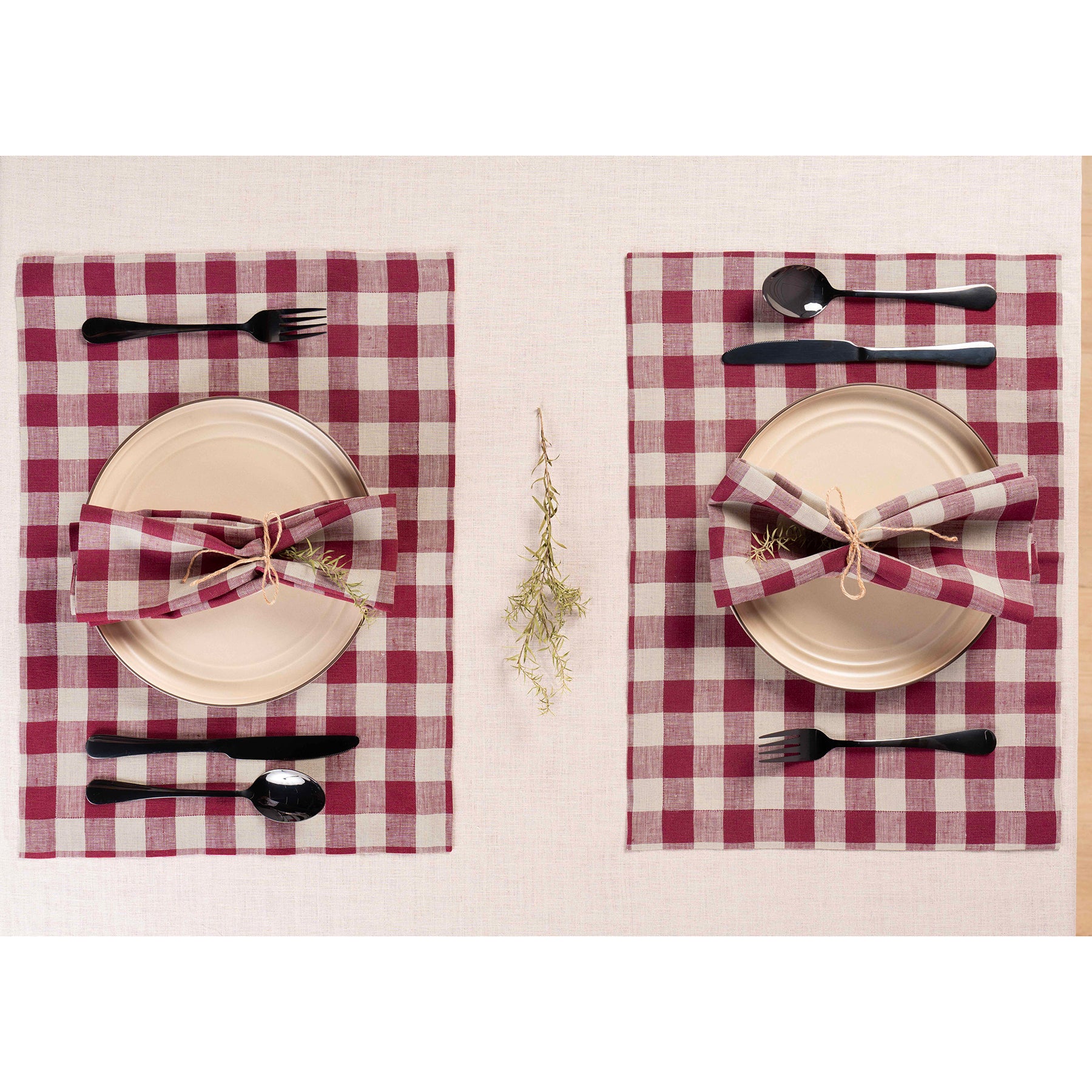 Morgan Check Placemats Set of 4 - Premium Cotton Table Mats for Dining, Kitchen & Holiday Decor - Washable & Durable Place Settings for Everyday Use & Special Occasions