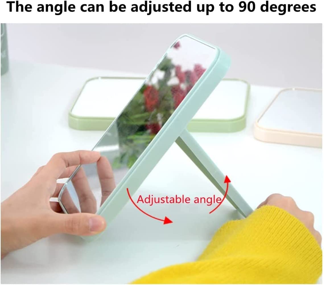 Single Sided Rectangular Vanity Mirror with Folding Stand - Adjustable Makeup Mirror for Women & Girls, Perfect for Dressing Table, Bathroom, and Travel (Blue) | Portable Desktop Mirror for Precise Makeup Application