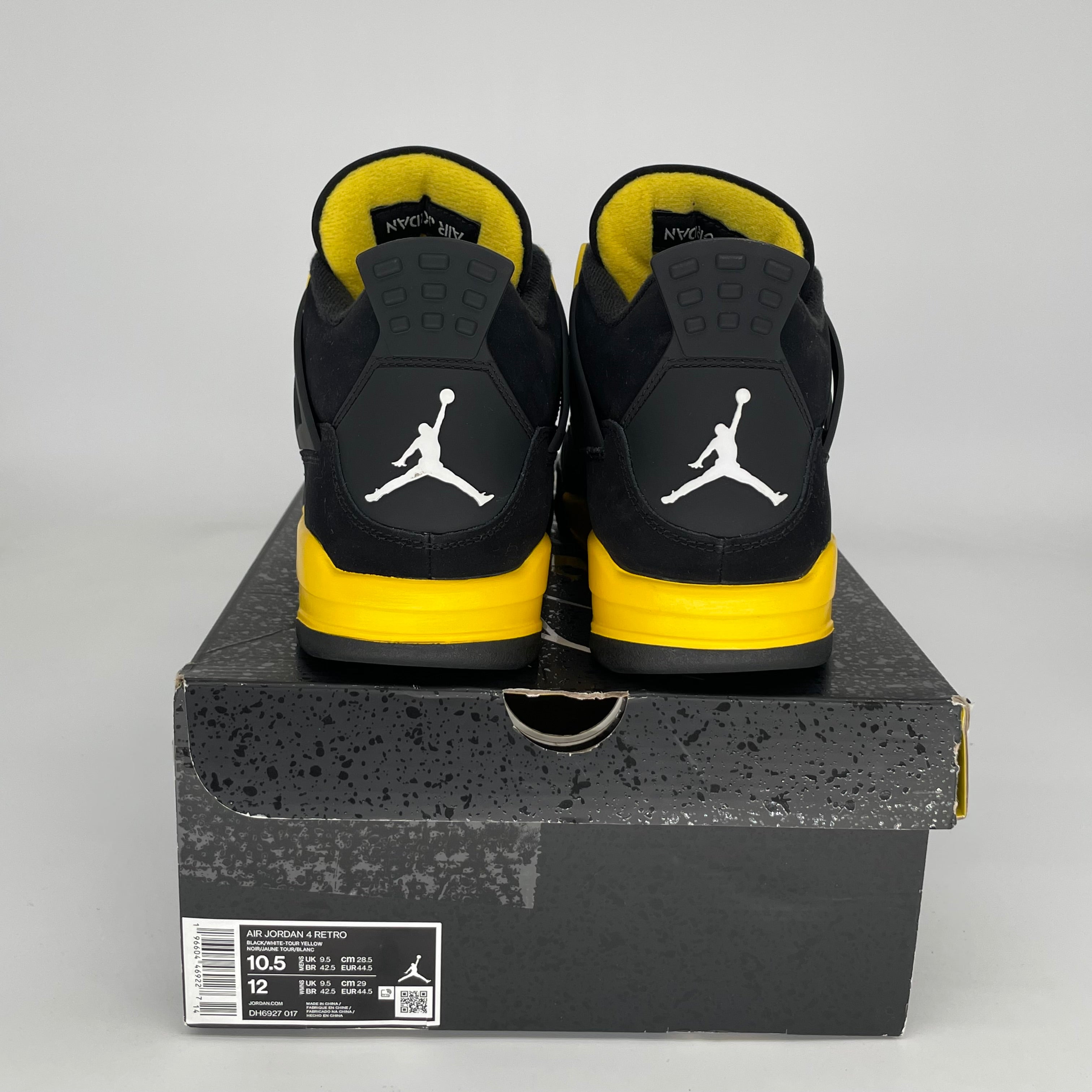AIR JORDAN 4 THUNDER Retro Sneakers - Men's Size 10.5 (DH6927-017) - Authentic Basketball Shoes for Streetwear & Sports