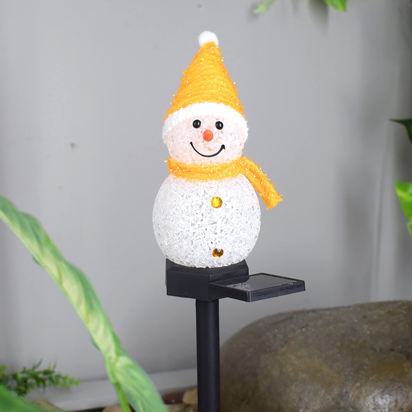 XUANOU Waterproof Color Changing LED Snowman Decorations with Stakes - Outdoor Christmas Lights for Fall, Winter, Trees, Frozen Party & Indoor Decor (Yellow) - Perfect for Holiday Yard, Garden, and Home Decoration