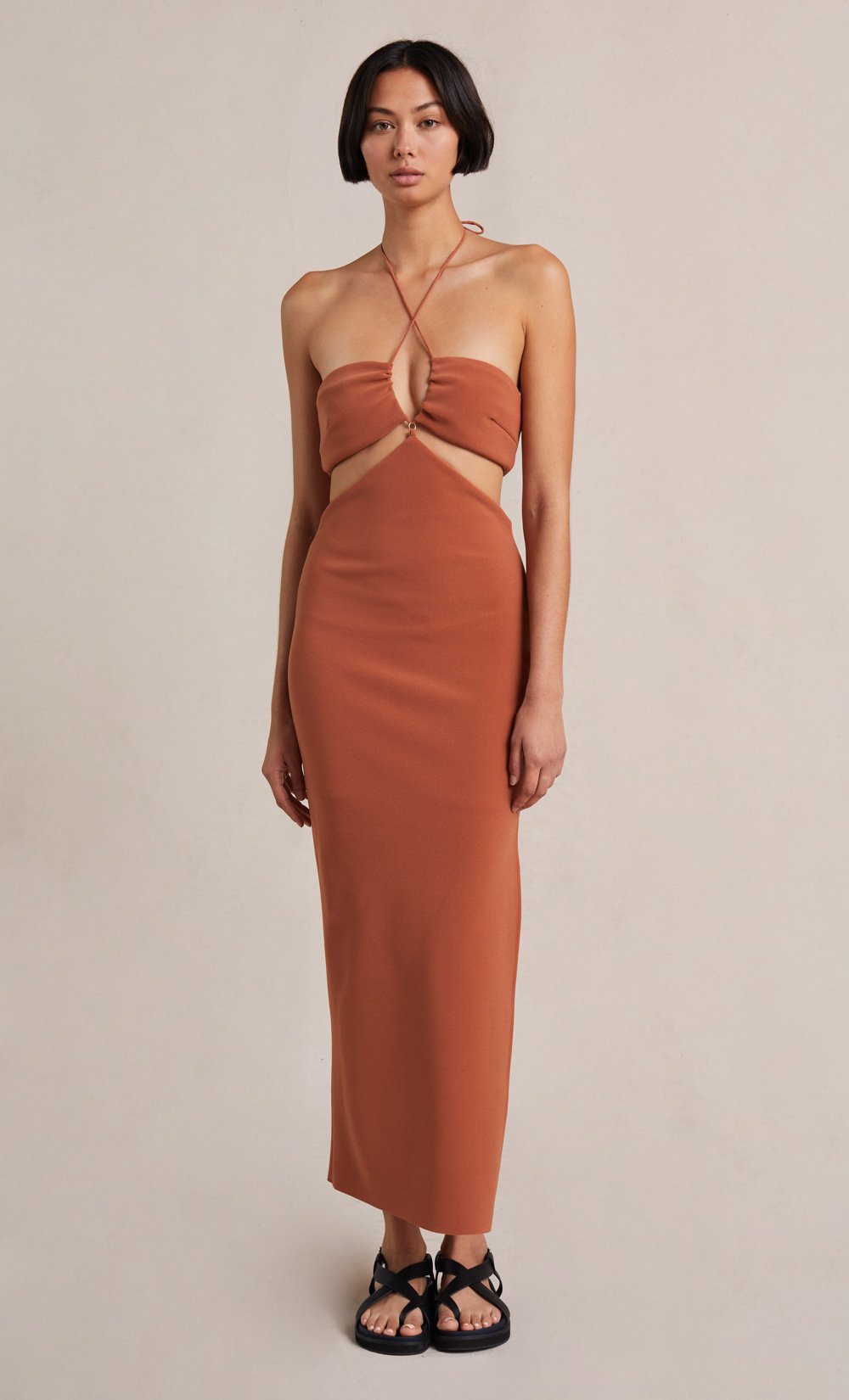 Alba Dress in Terracotta - Women's Boho Maxi Dress with Floral Print | Perfect for Beach Vacations, Summer Outings, and Casual Wear