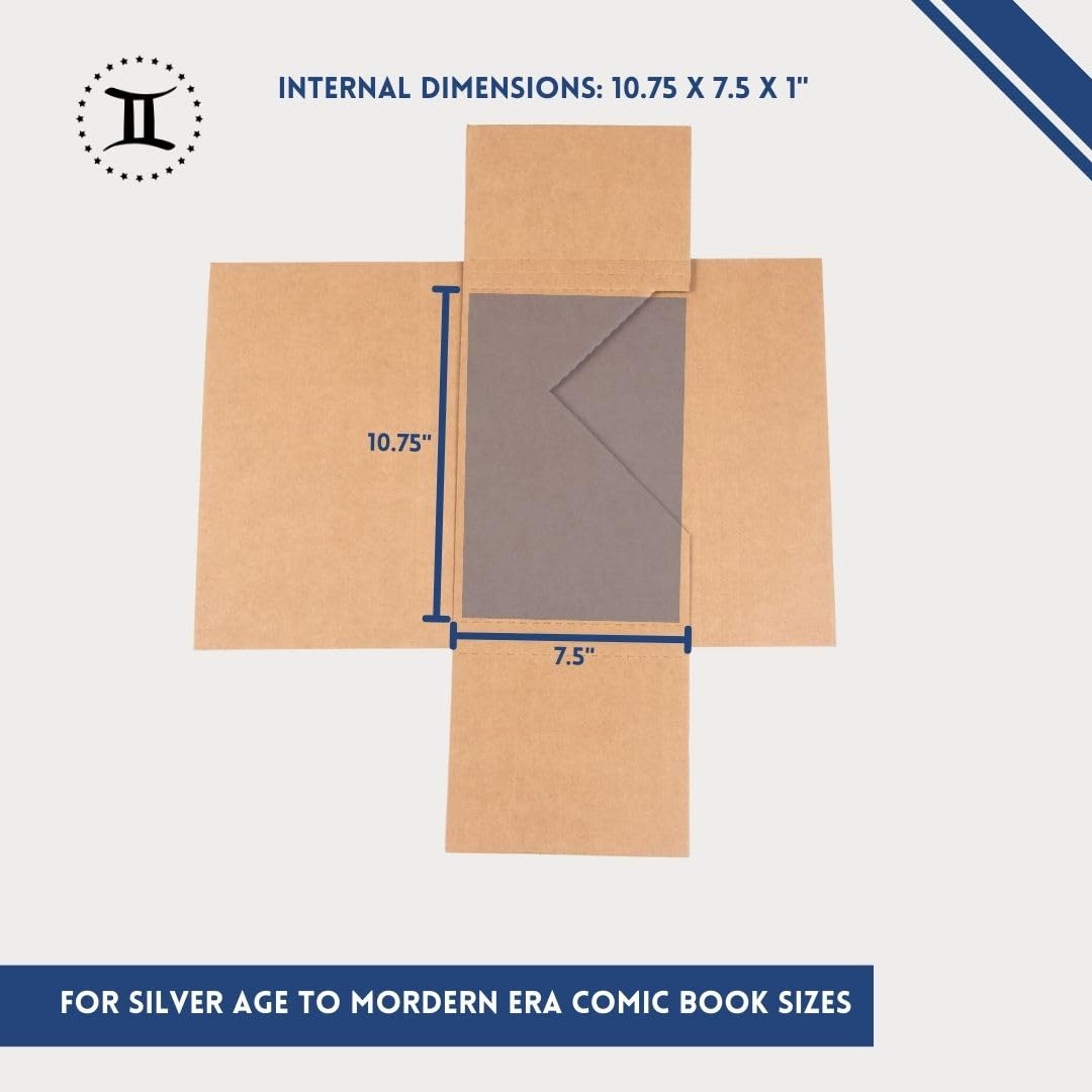 Gemini Comic Book Mailers with Filler Pads - 50 Pack of Protective Shipping Envelopes & Padding | Stay Flat, Crush Proof, Bend Resistant | Ultimate Protection for Comics, Manga & Collectibles | Perfect for eBay, Amazon & Online Sellers Shipping Valuable Items