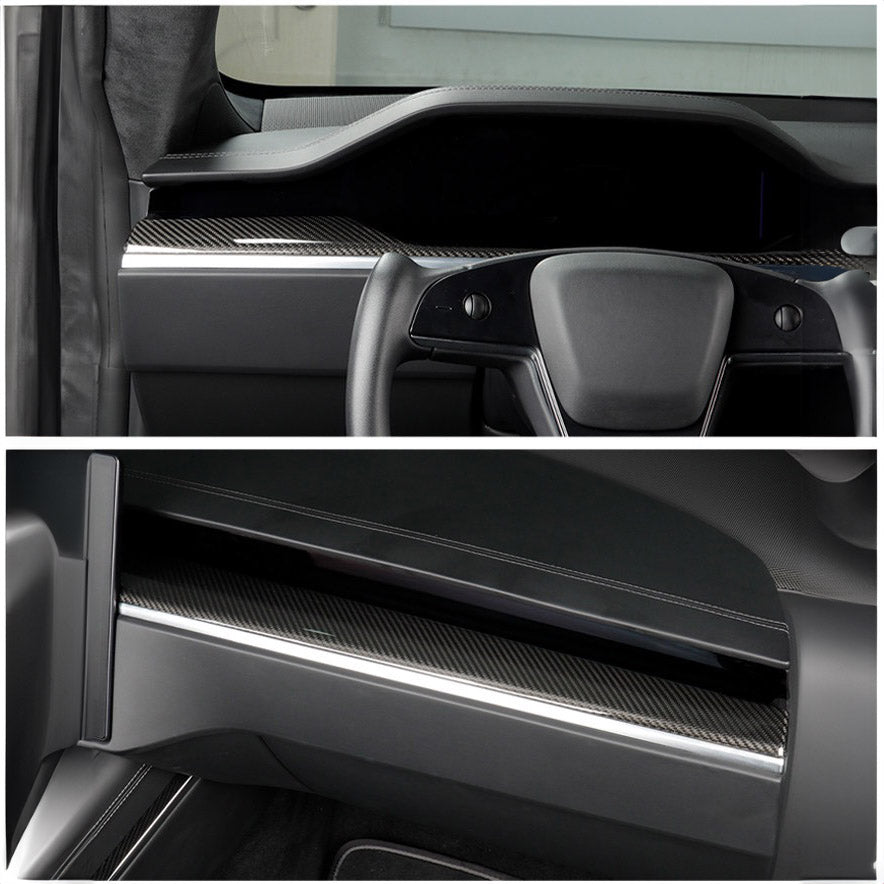 Premium Carbon Fiber Dashboard & Door Trim Kit for 2021-2023 Tesla Model S & Model X - YESLAK Interior Upgrade | Enhance Luxury & Sporty Look for Your Electric Vehicle
