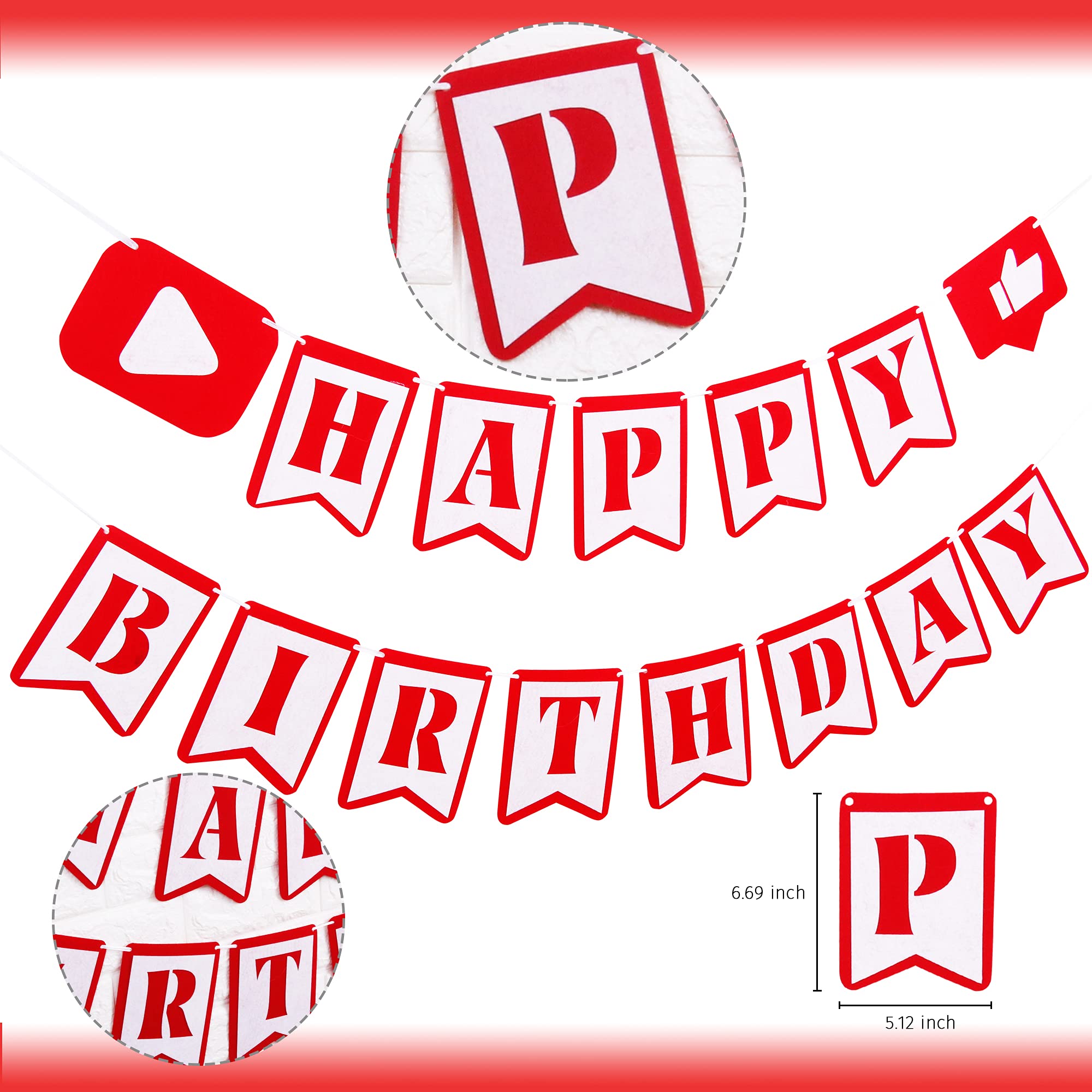 YouTube Themed Party Supplies - Birthday Banner, Cake Topper & Decorations for Social Media Inspired Subscribe & Play Video Theme Party | Perfect for YouTube Fan Celebrations, Content Creator Birthdays & Viral Video Themed Events