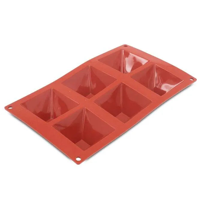 Non-Stick Orange Silicone Ice Cube Tray with 6 Pyramid Shapes - Perfect for Cocktails, Lemonade, and Creative Drinks