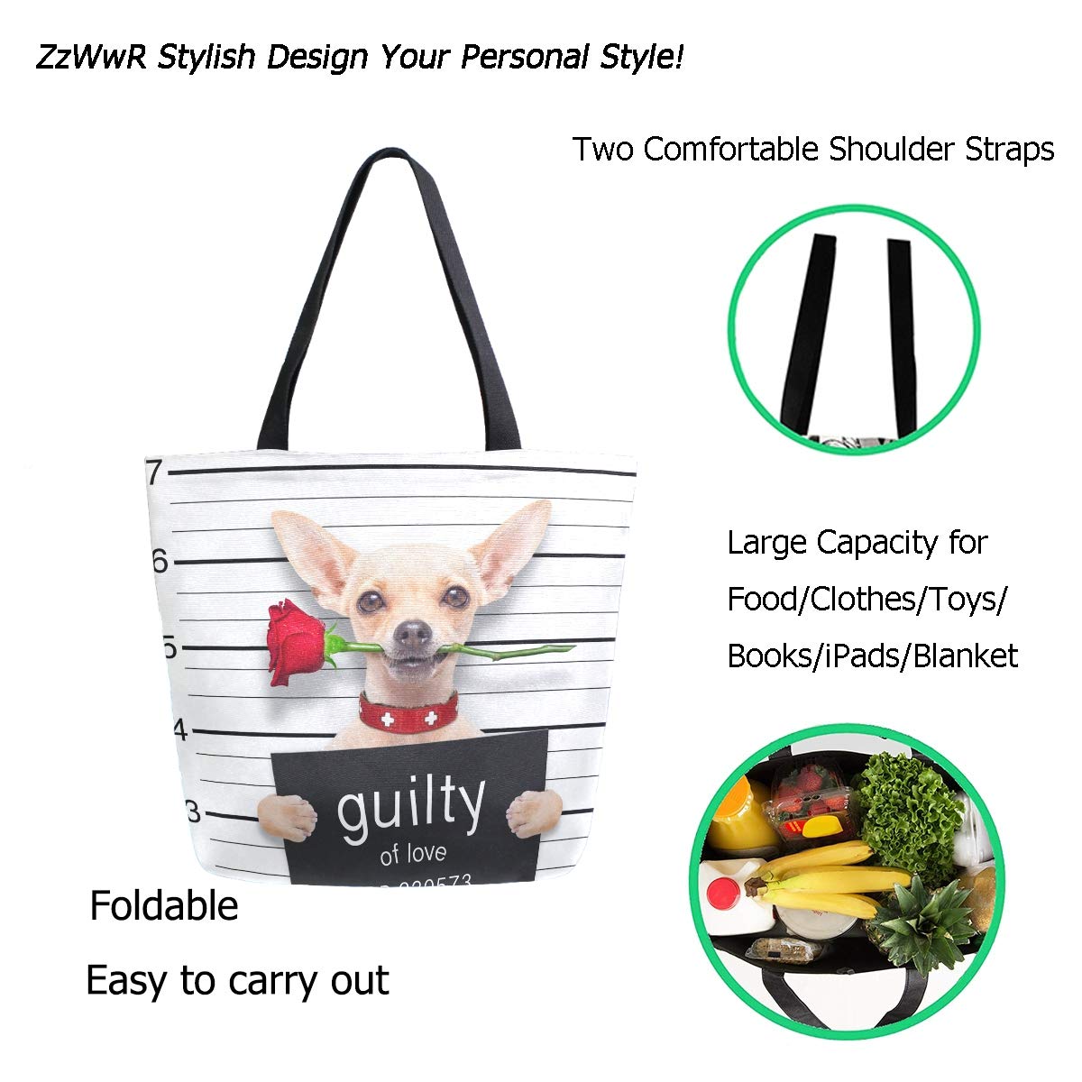 Stylish Printed Extra Large Tote Bag for Women - Durable Shoulder Bag for Beach, Travel, Gym & Grocery Shopping - Perfect Weekender & Everyday Carryall