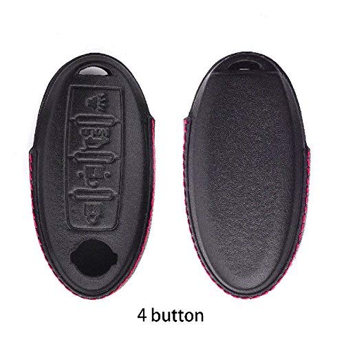 Genuine Cowhide Leather Key Fob Case Cover for Nissan Keyless Entry Smart Remote (4 Buttons) - Durable Protection & Stylish Design for Everyday Use