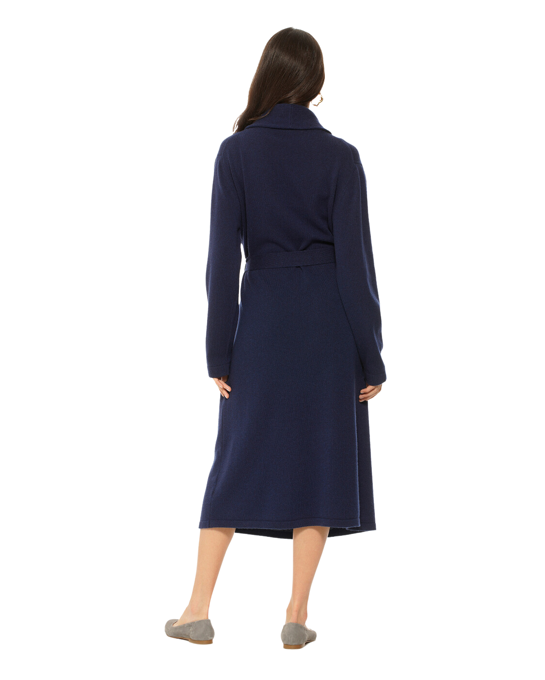 Luxury Women's Pure Cashmere Knit Robe - Soft & Warm Taupe Shawl Collar Bathrobe for Spa, Lounge & Winter Comfort