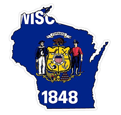 Wisconsin State Distressed Flag Vinyl Decal - Premium American State Pride Sticker for Cars, Trucks, Windows, Laptops - USA Flag Black & White Design - Waterproof 5 Inch - Perfect for Outdoor Use, Travel & Home Decor