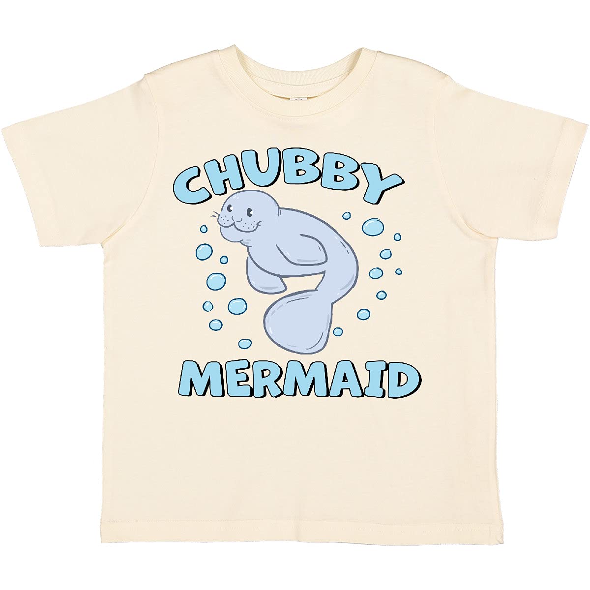 Inktastic Chubby Mermaid with Cute Manatee and Bubbles Toddler T-Shirt | Adorable Ocean-Themed Kids Apparel for Beach Day & Summer Fun
