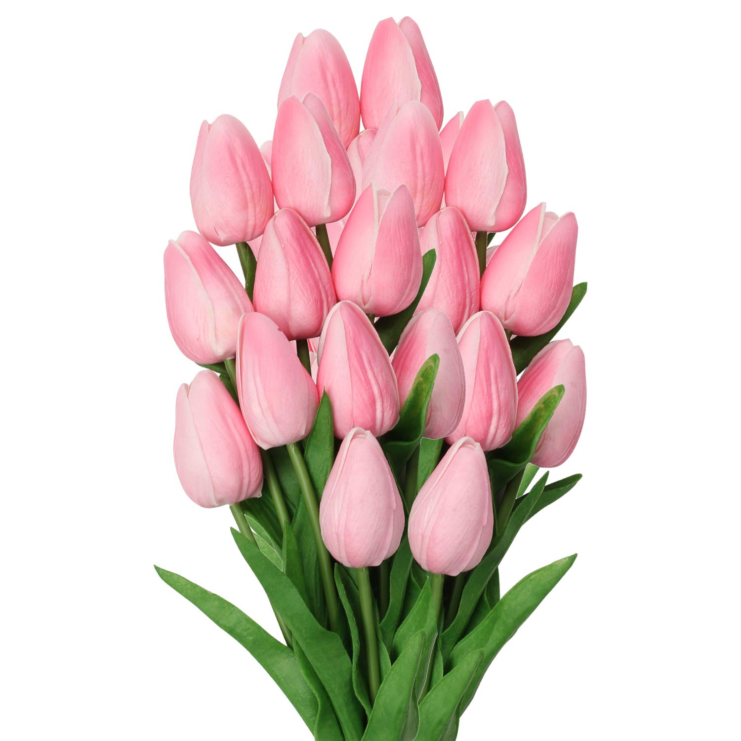 10 Pcs Real Touch Artificial Pink Tulips - 13.5
