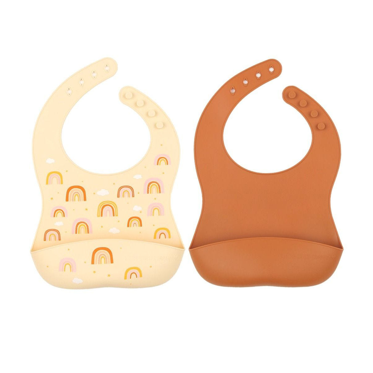 A Little Lovely Company 2-Pack Silicone Baby Bibs with Rainbow Design - Soft, Durable & Easy Clean for Mealtime & Messy Play