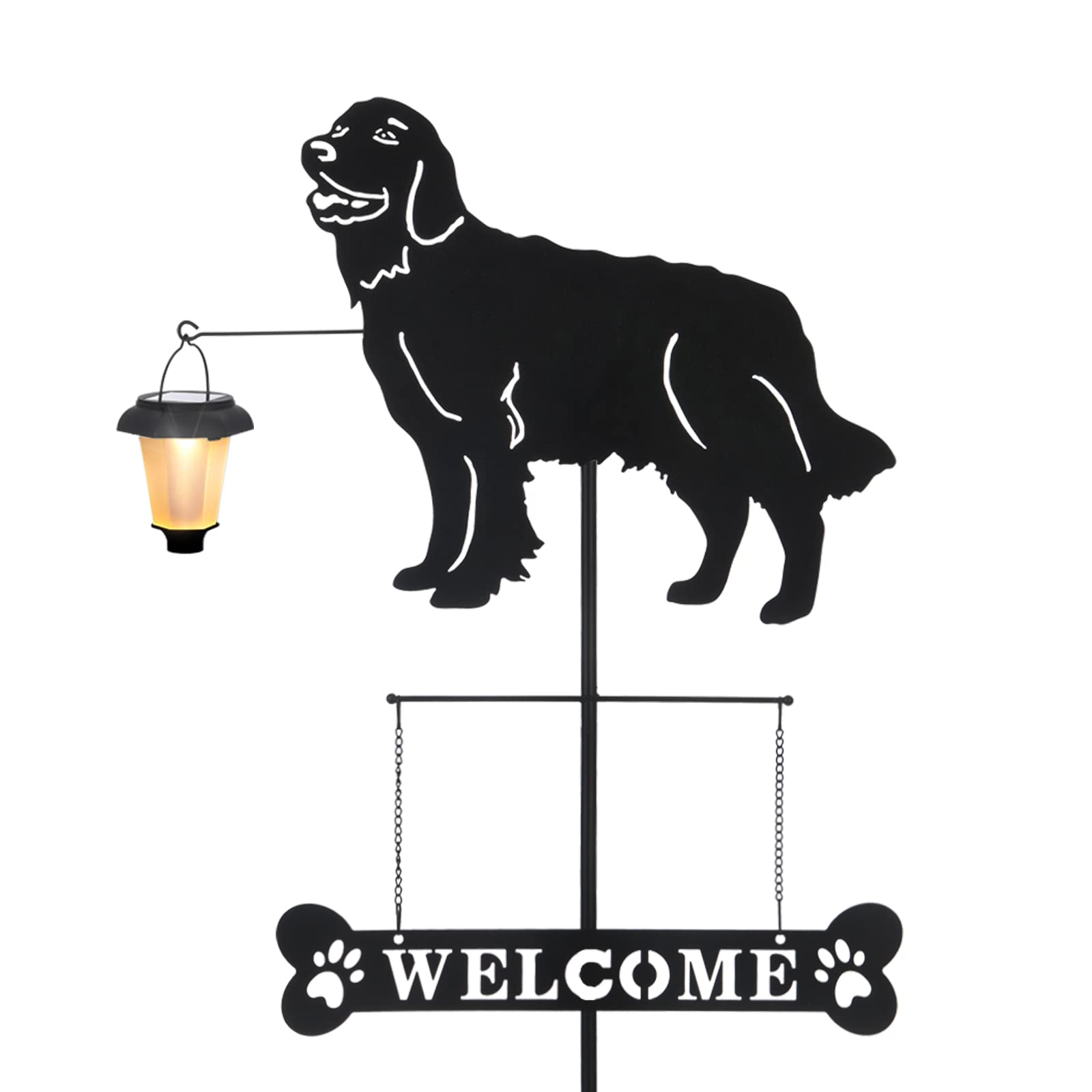 BAYN Solar Golden Retriever Garden Stakes - Decorative Lantern Dog Silhouette Welcome Sign for Outdoor Yard, Lawn, Patio & Pathway Decor | Solar-Powered Landscape Lighting for Gardens, Walkways & Driveways