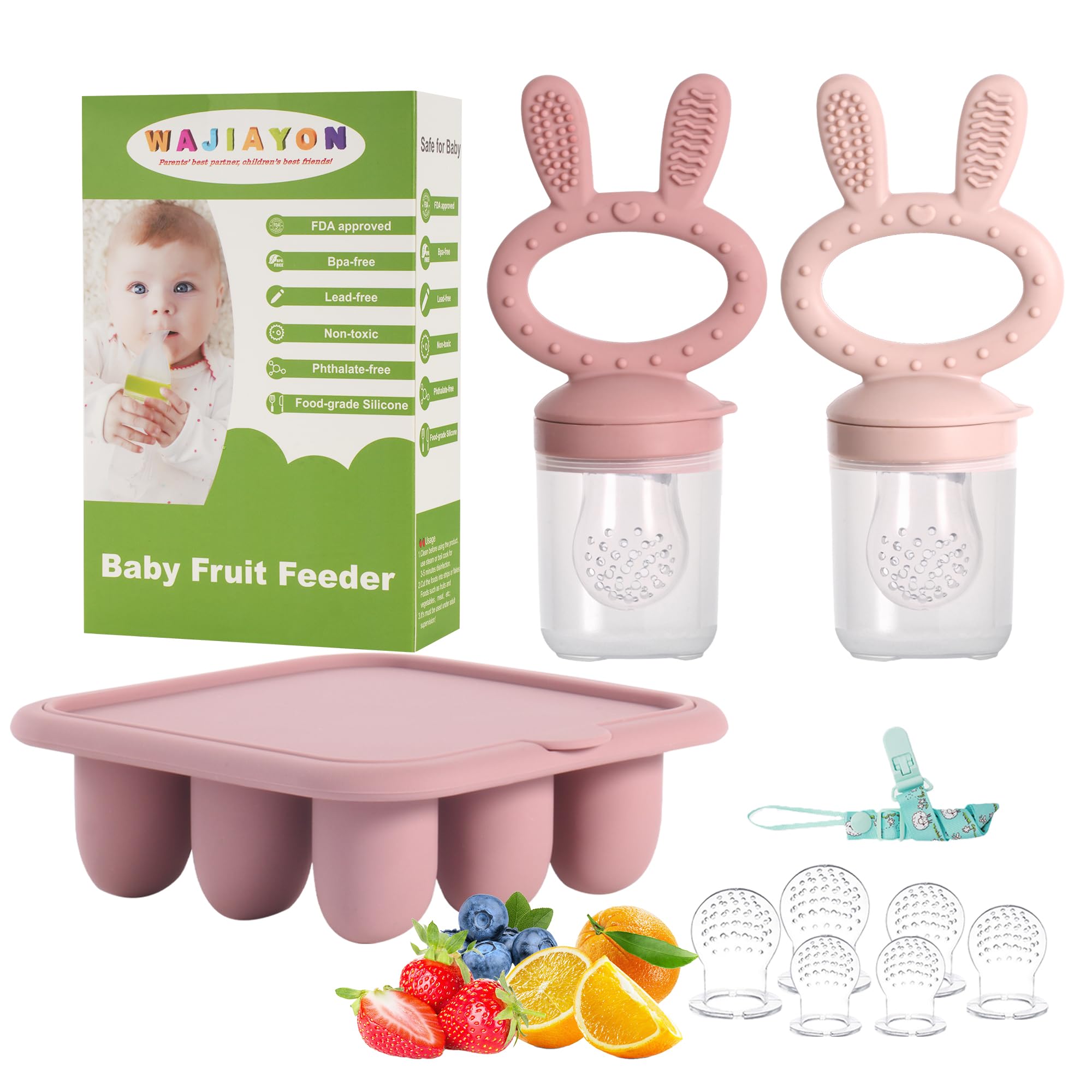 WAJIAYON 3-Pack Silicone Baby Breastmilk Popsicle Molds & Fruit Feeder - Freezer Storage Containers, Teething Pacifier & Teether for Infants (Purple) - Perfect for Homemade Baby Food & Soothing Sore Gums