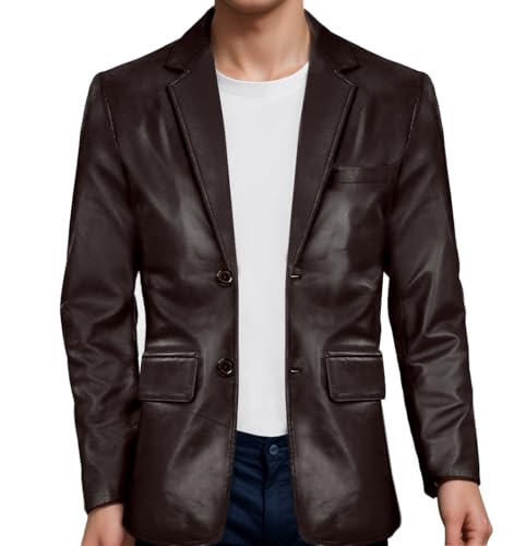 Dark Brown - Leather Blazer