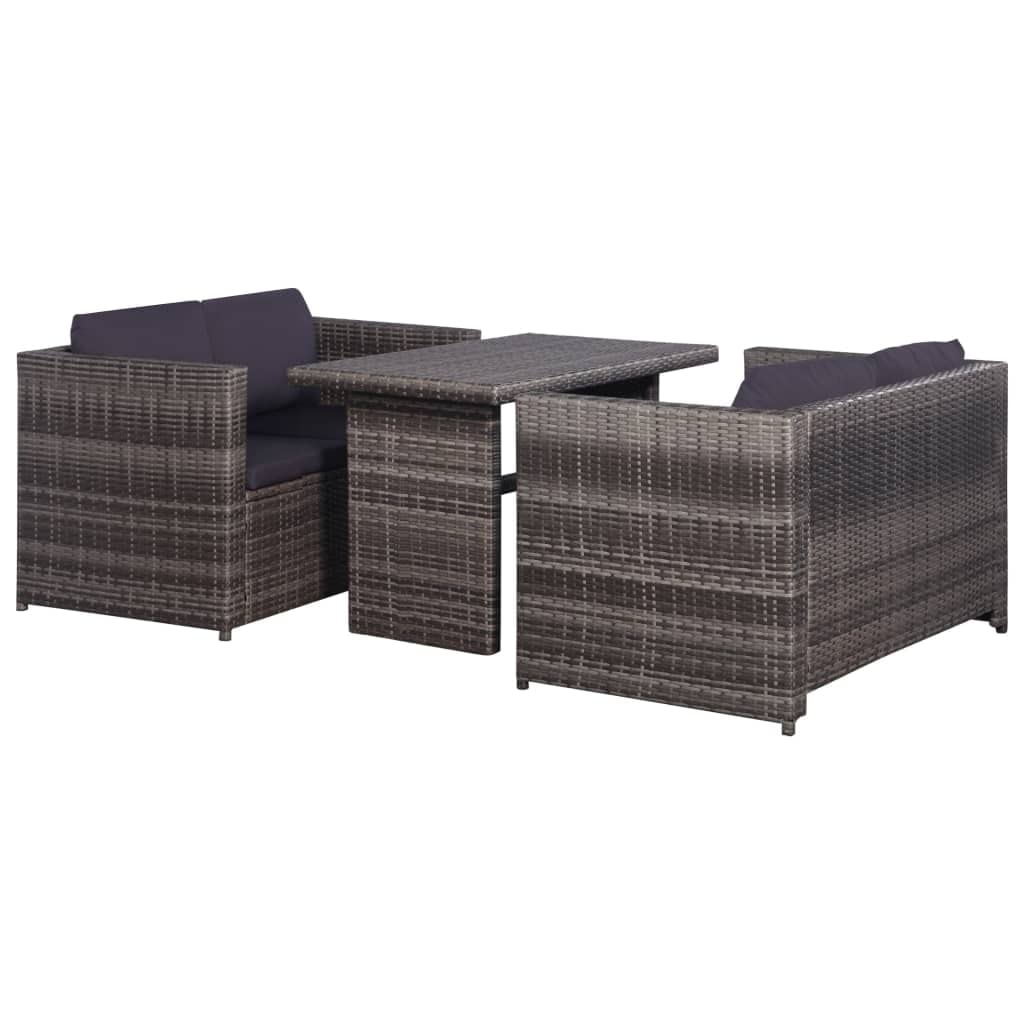 Premium Poly Rattan Outdoor Bistro Set with Cushions - Lightweight & Weather-Resistant Patio Furniture for Garden, Terrace, Balcony - Gray - Perfect for Relaxing, Entertaining Guests & Outdoor Dining