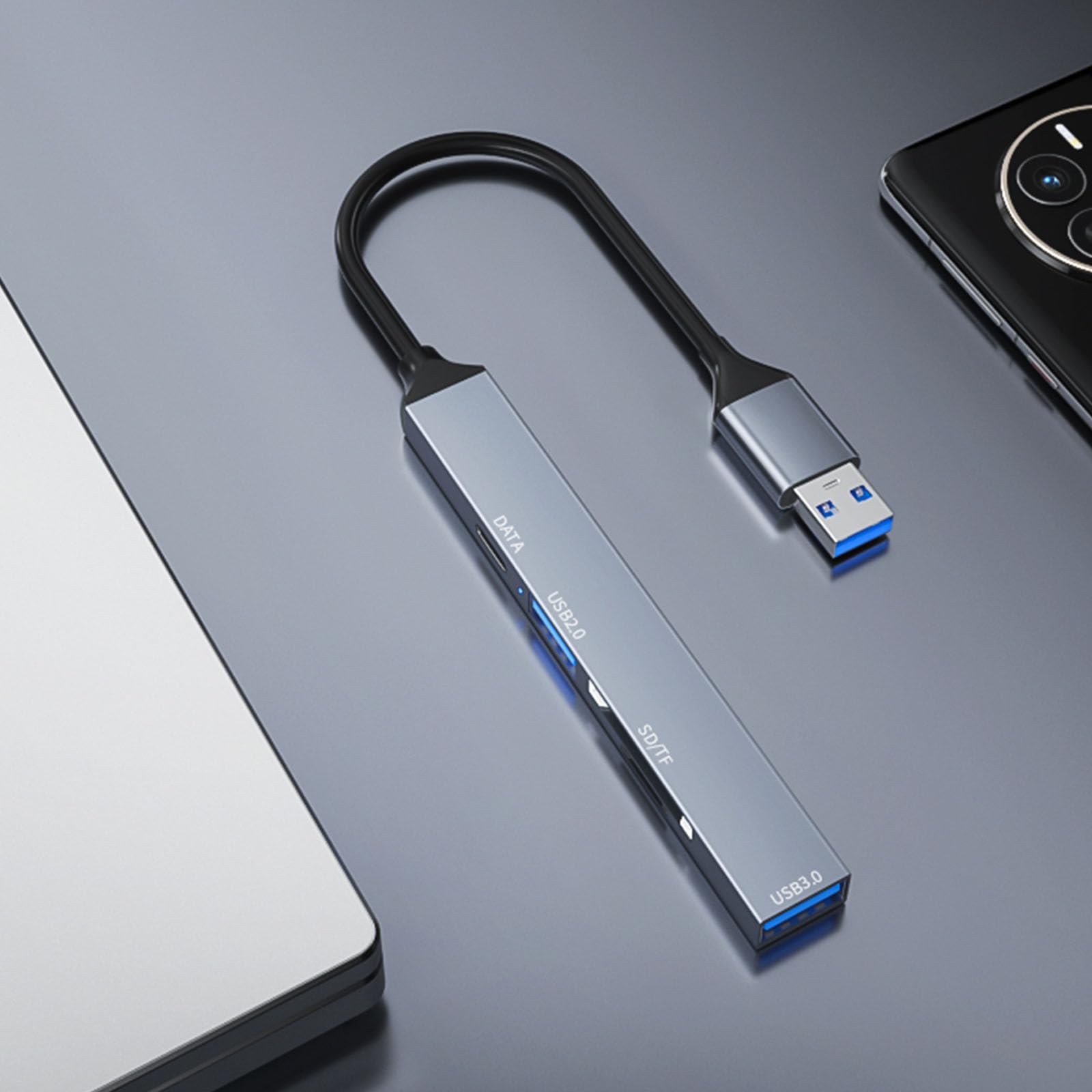 Yeselino 5-in-1 USB Hub with Type C & Card Reader - High Speed USB 3.0/2.0 Splitter Adapter for Laptop, Desktop, PC, Mac - Perfect for Office, Home, Travel & Multi-Device Charging