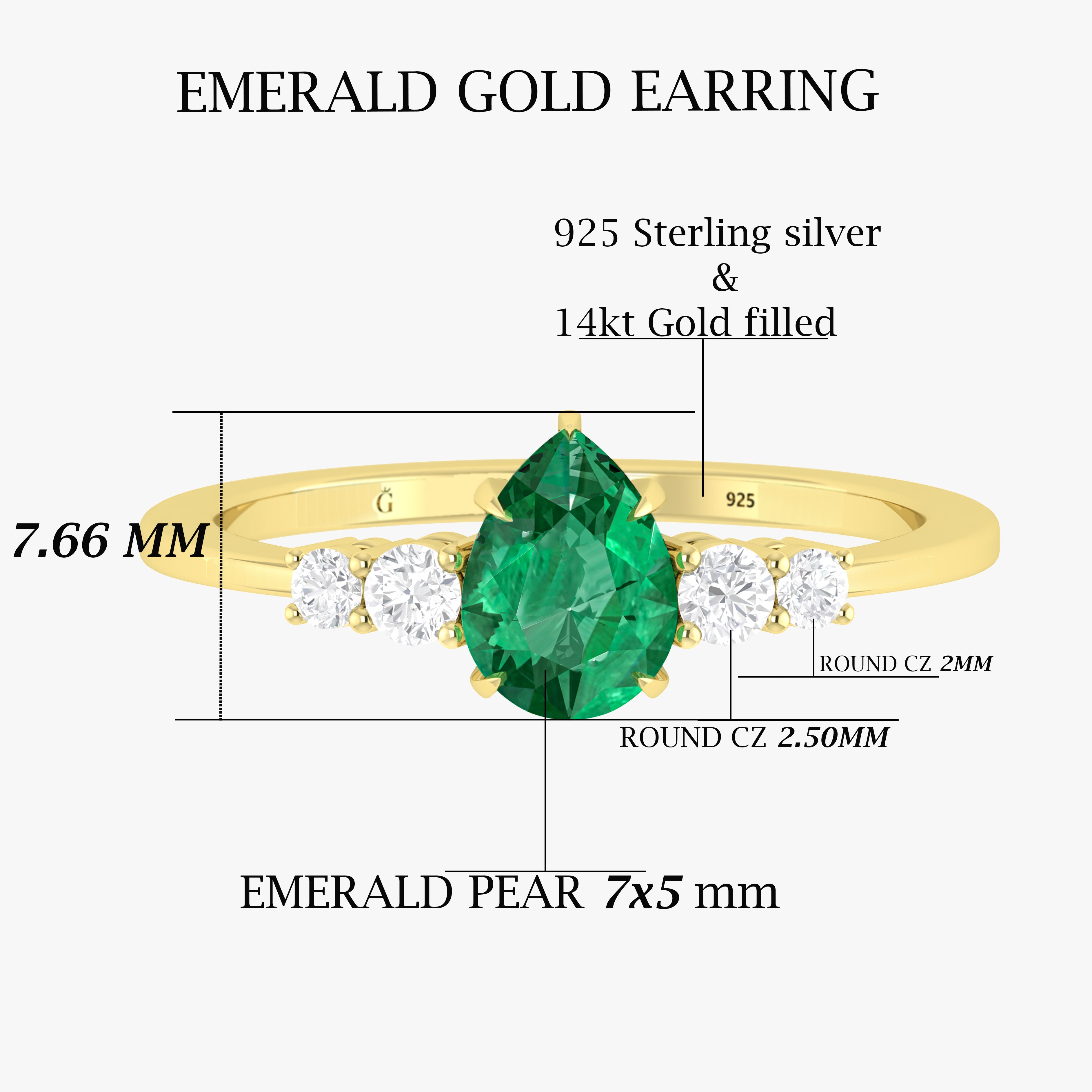 Green Emerald Faceted Pear Gemstone Ring for Women – Elegant Jewelry Gift for Weddings, Anniversaries & Special Occasions