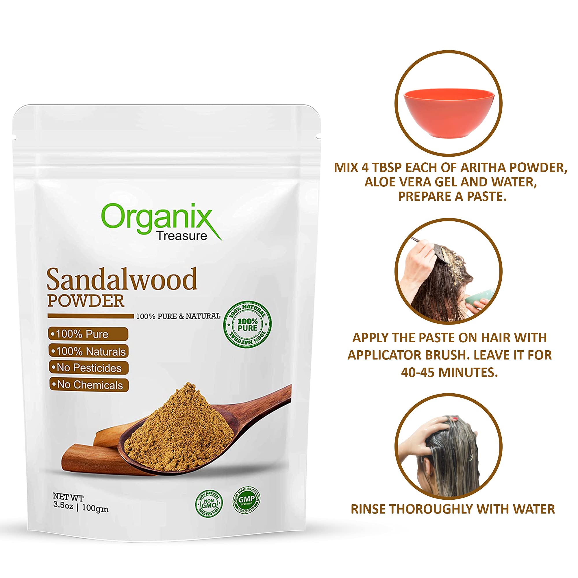 Pure & Natural Sandalwood Powder for Face Masks & Skin Care - 100g | Organic, Chemical-Free Facial Treatment for Glowing Skin | DIY Beauty & Ayurvedic Remedies