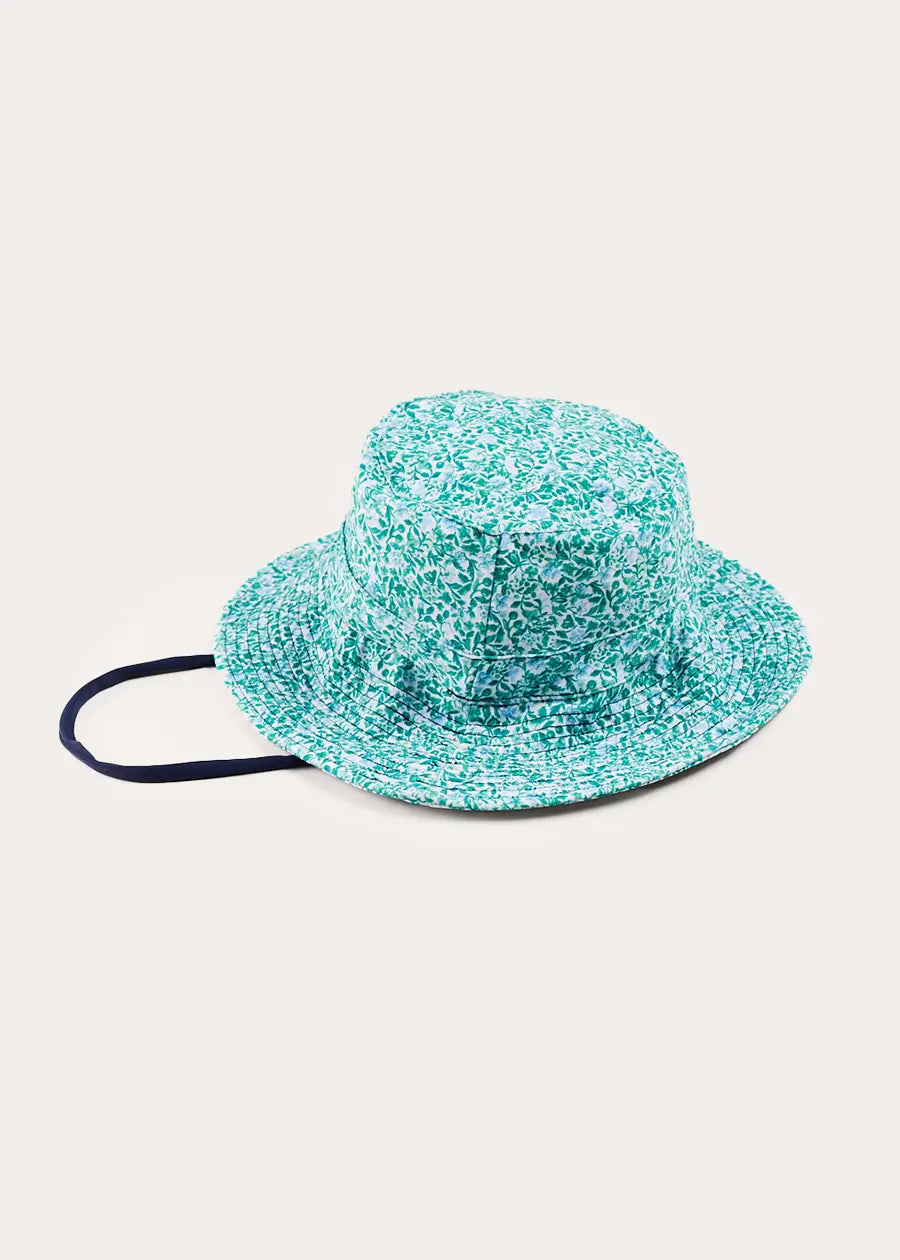 Adelaide Floral Beach Hat in Green (S M) - Wide Brim Sun Hat for Women, Summer Vacation Accessories, Perfect for Beach, Pool, Garden & Outdoor Activities