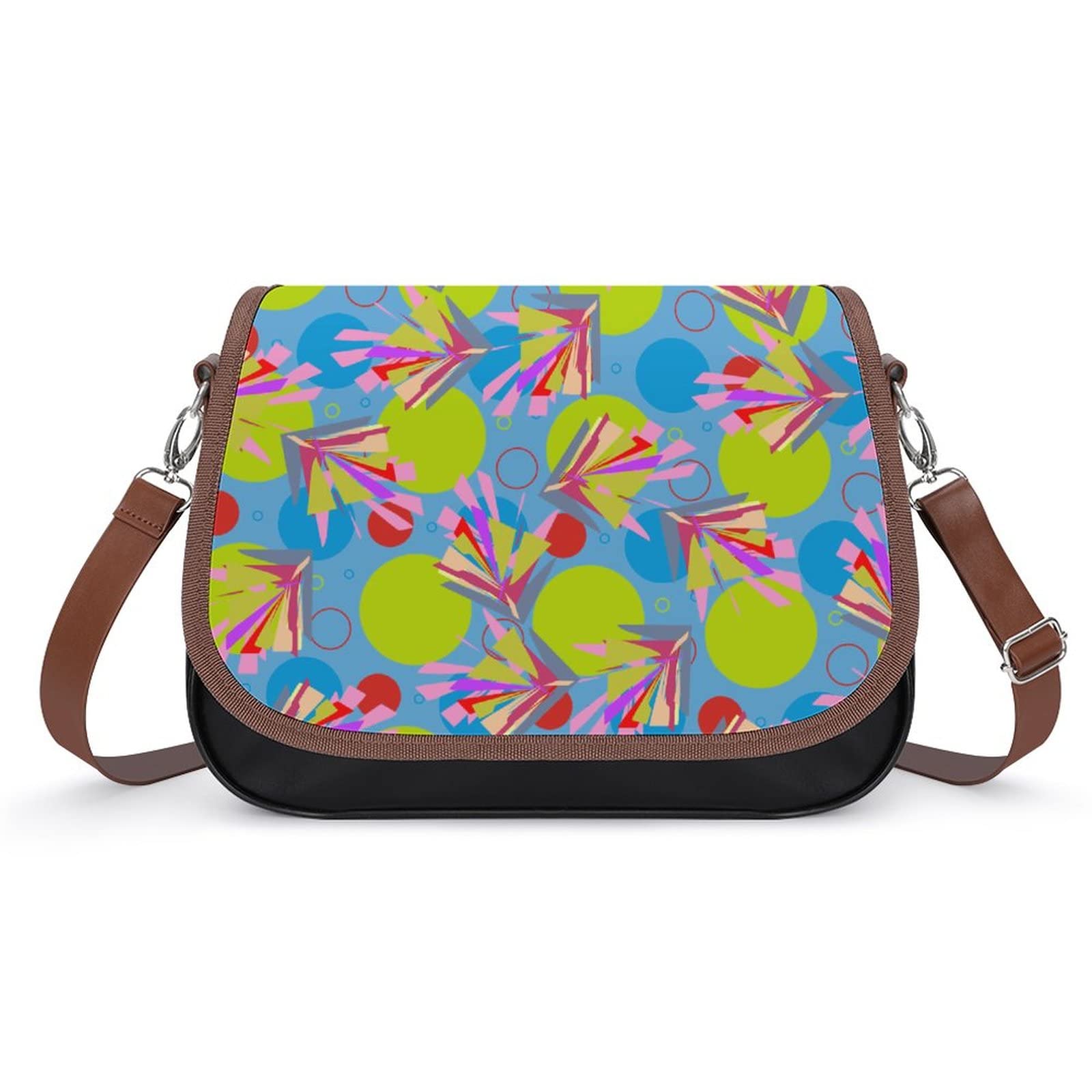 Fashion Women's Printed Leather Crossbody Bag - Stylish Shoulder Messenger Satchel with Graffiti Design in Red & Green - Perfect for Daily Use, Travel, and Casual Outings