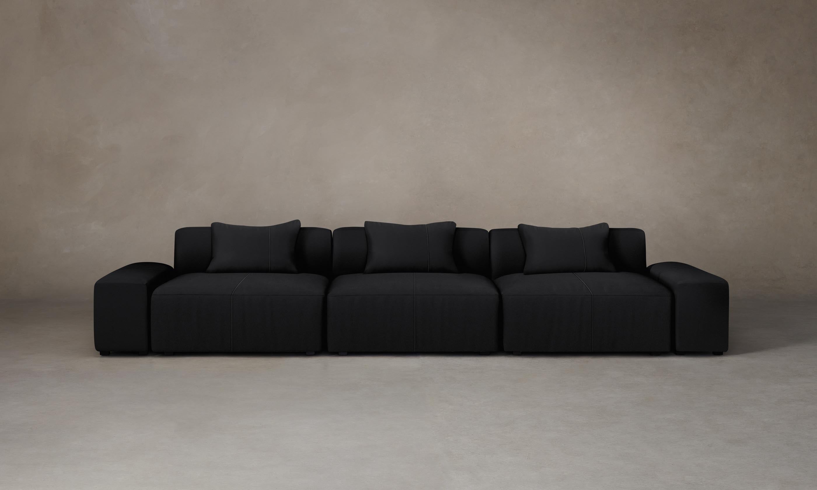 The Breuer Modular Sofa - Premium Pebbled Leather Upholstery in Ink Black - Perfect for Modern Living Rooms & Office Spaces
