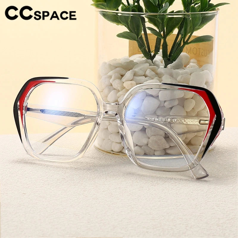 CCspace Women's Full Rim Irregular Square Polycarbonate Eyeglasses 3003 - Trendy Lightweight Glasses for Work, Reading & Fashion