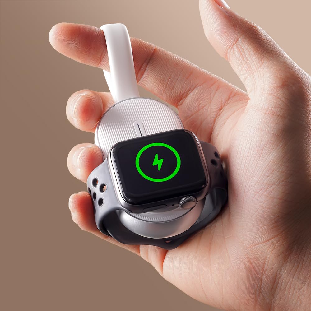 LISEN Portable 1200mAh Wireless Keychain Charger for Apple Watch Series 10/9/8/7/6/5/4/SE/Ultra - Fast Charging Power Bank | Perfect for Travel, Gym & On-the-Go Charging