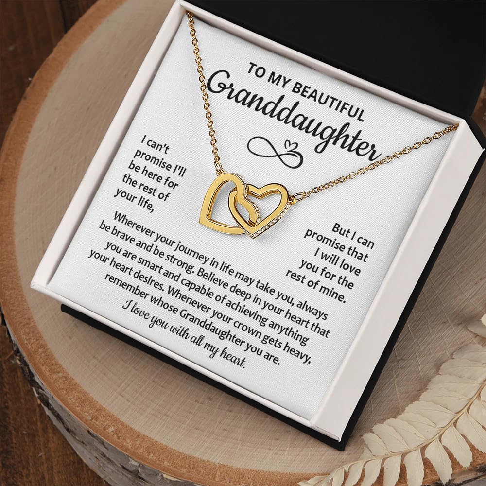 Interlocking Heart Necklace for Granddaughter - Meaningful Jewelry Gift from Grandma or Grandpa | Birthday & Graduation Present | Perfect for Special Occasions & Family Bonding