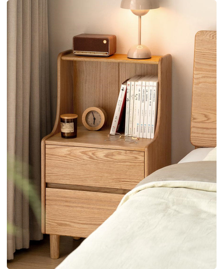 Solid Oak Wood Nightstand - Modern Bedside Table with Drawer for Bedroom, Living Room, or Guest Room - Durable & Stylish Furniture for Home Decor