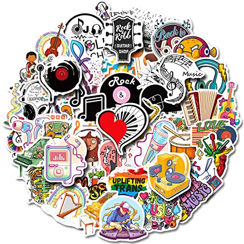 50 Pcs Music Love Stickers - Trendy Vinyl Decals for Guitar, Laptop, Water Bottle, Phone & Scrapbooking - Waterproof Cute Musical Instrument Stickers Pack - Perfect for DIY Crafts, Gift Wrapping & Personalizing Accessories