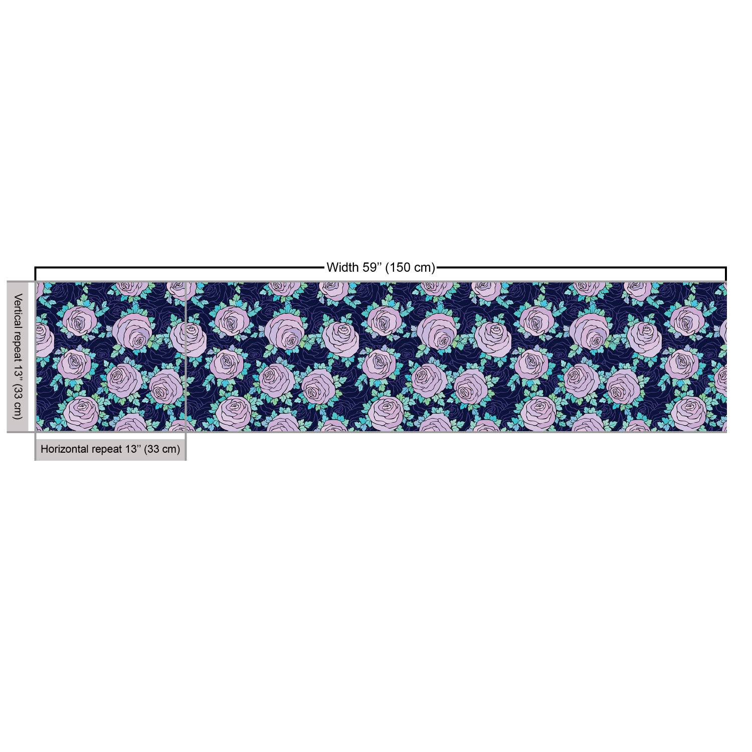 Ambesonne Rose Fabric by The Yard - Romantic Floral Print with Blue Leaves for Upholstery & Home Decor | 1 Yard Indigo Aqua Lilac | Perfect for DIY Curtains, Pillows & Table Runners