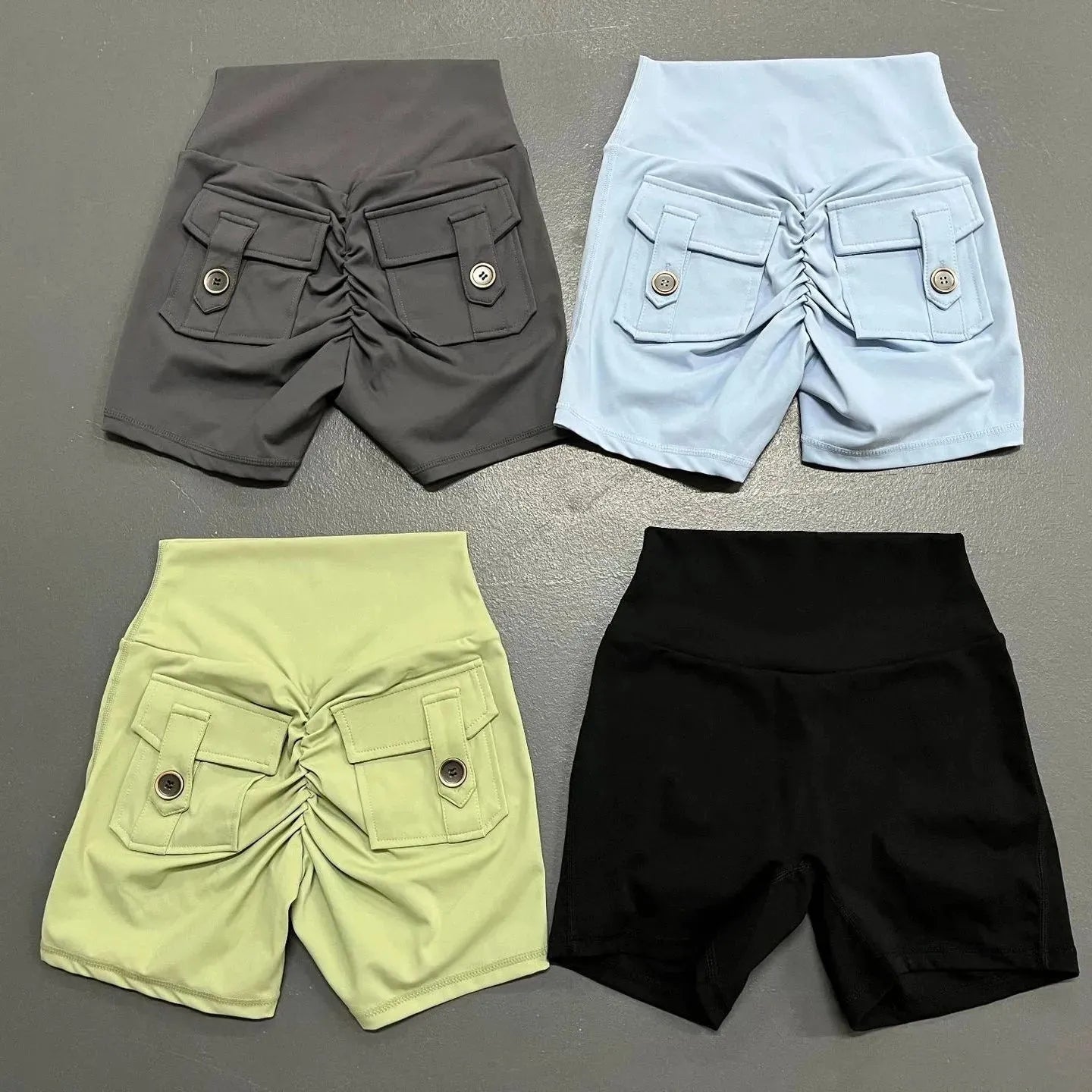 Women's High Waisted Cargo Yoga Shorts - Scrunch Butt Booty Tight Workout Shorts with Button Pocket for Gym, Running & Fitness | Perfect for Yoga, Pilates & Outdoor Activities
